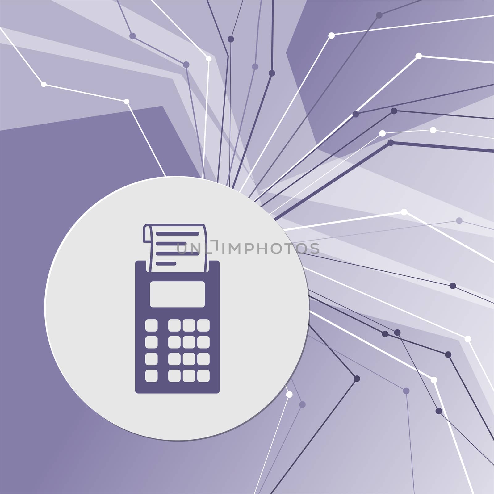 calculator icon on purple abstract modern background. The lines in all directions. With room for your advertising. illustration