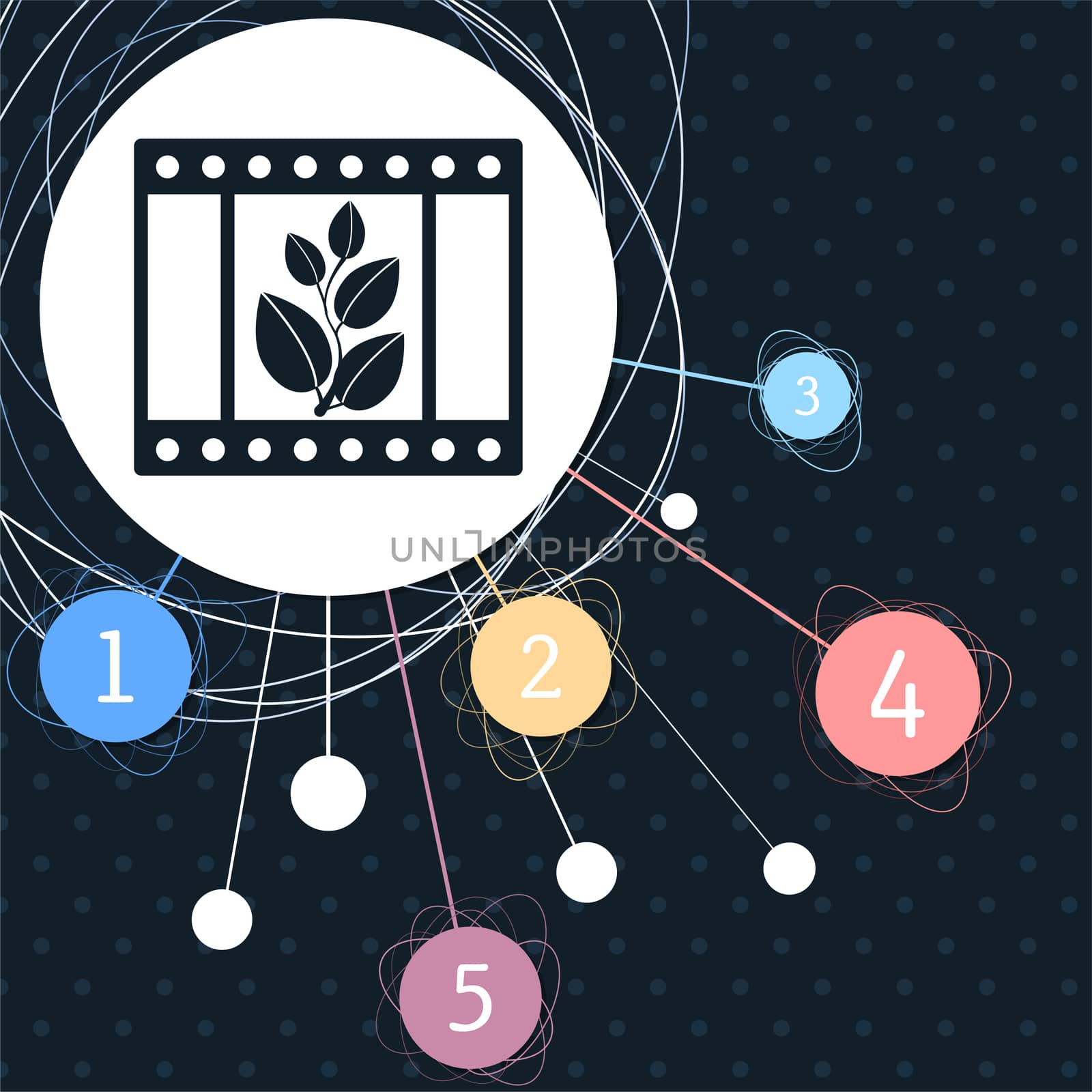 film Icon with the background to the point and infographic style.  by Adamchuk