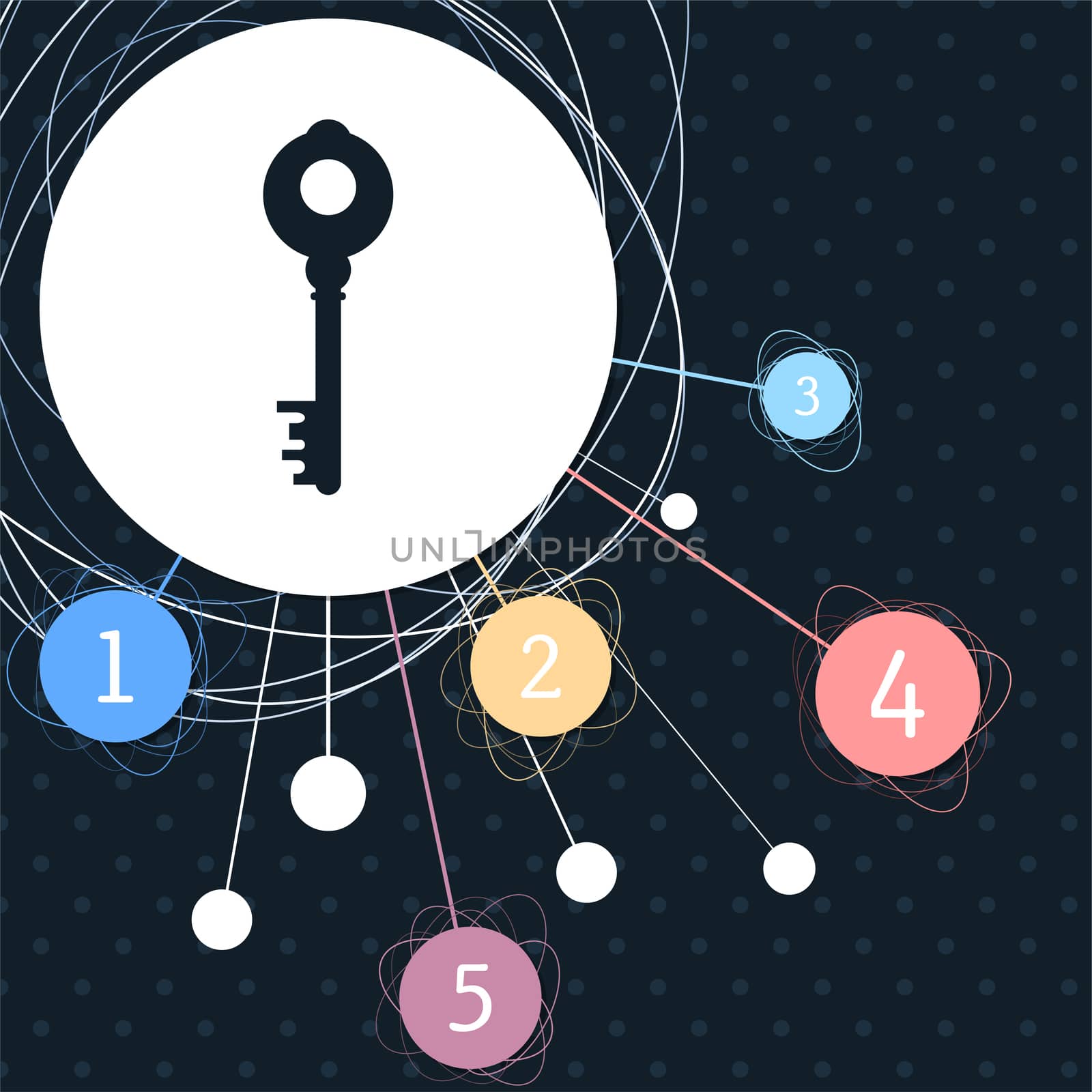 Key Icon with the background to the point and infographic style.  by Adamchuk