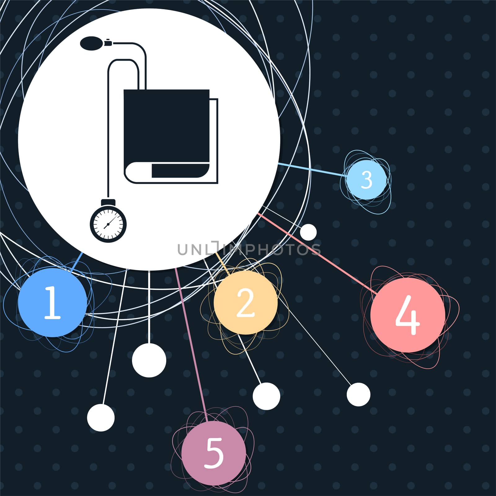 Tonometer Icon. Blood Pressure Checker with the background to the point and infographic style.  by Adamchuk