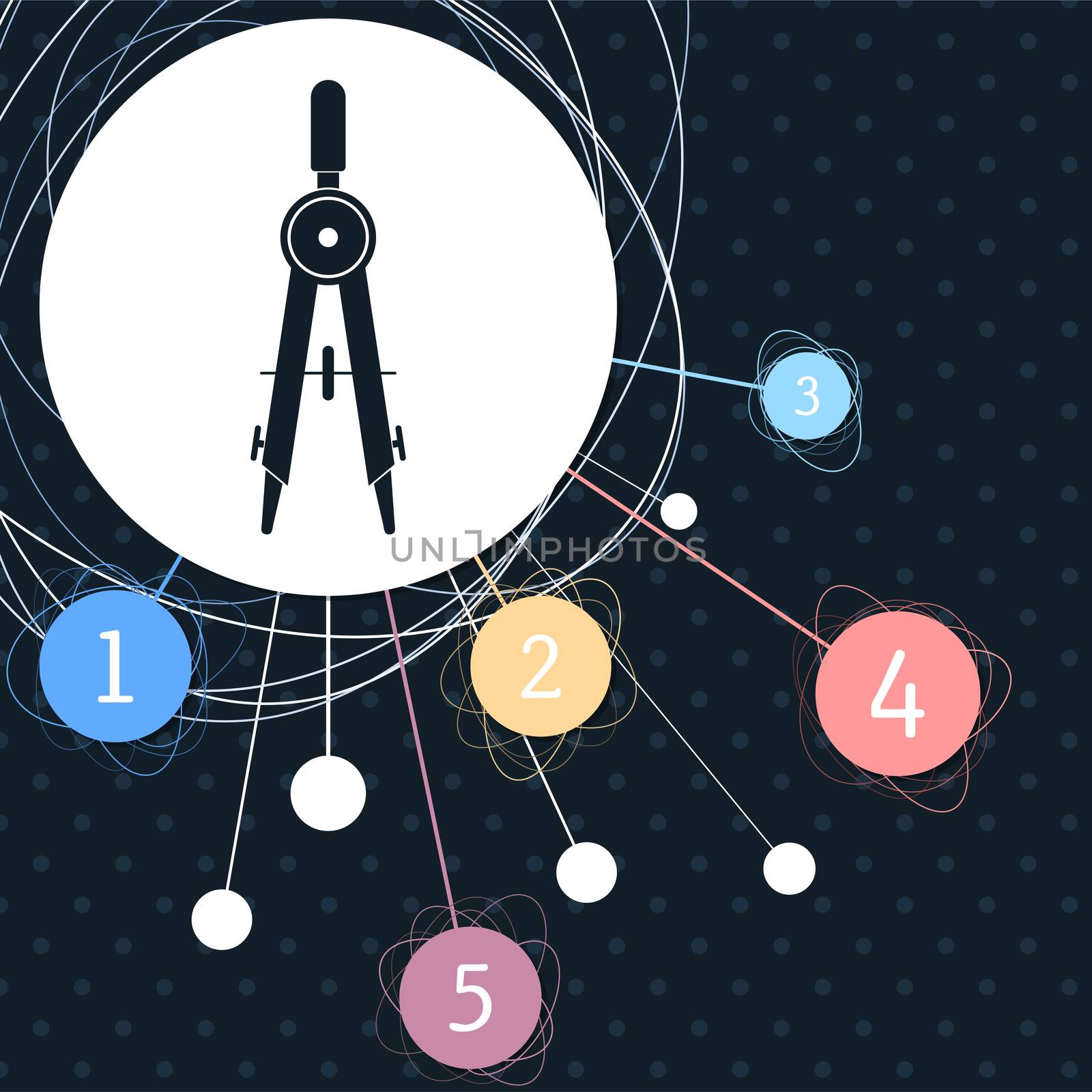 Circinus icon with the background to the point and with infographic style. illustration