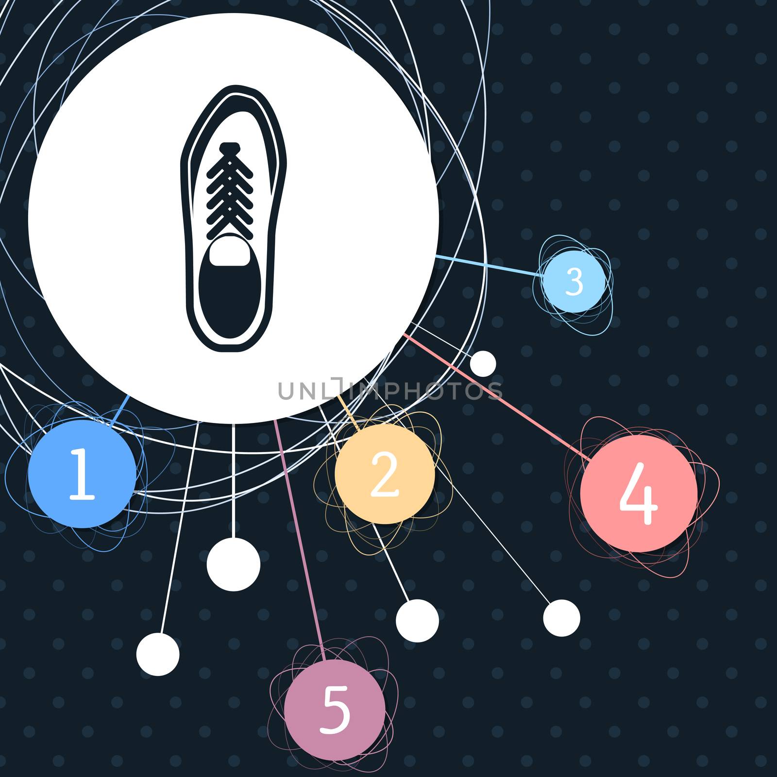 low shoe icon with the background to the point and infographic style.  by Adamchuk