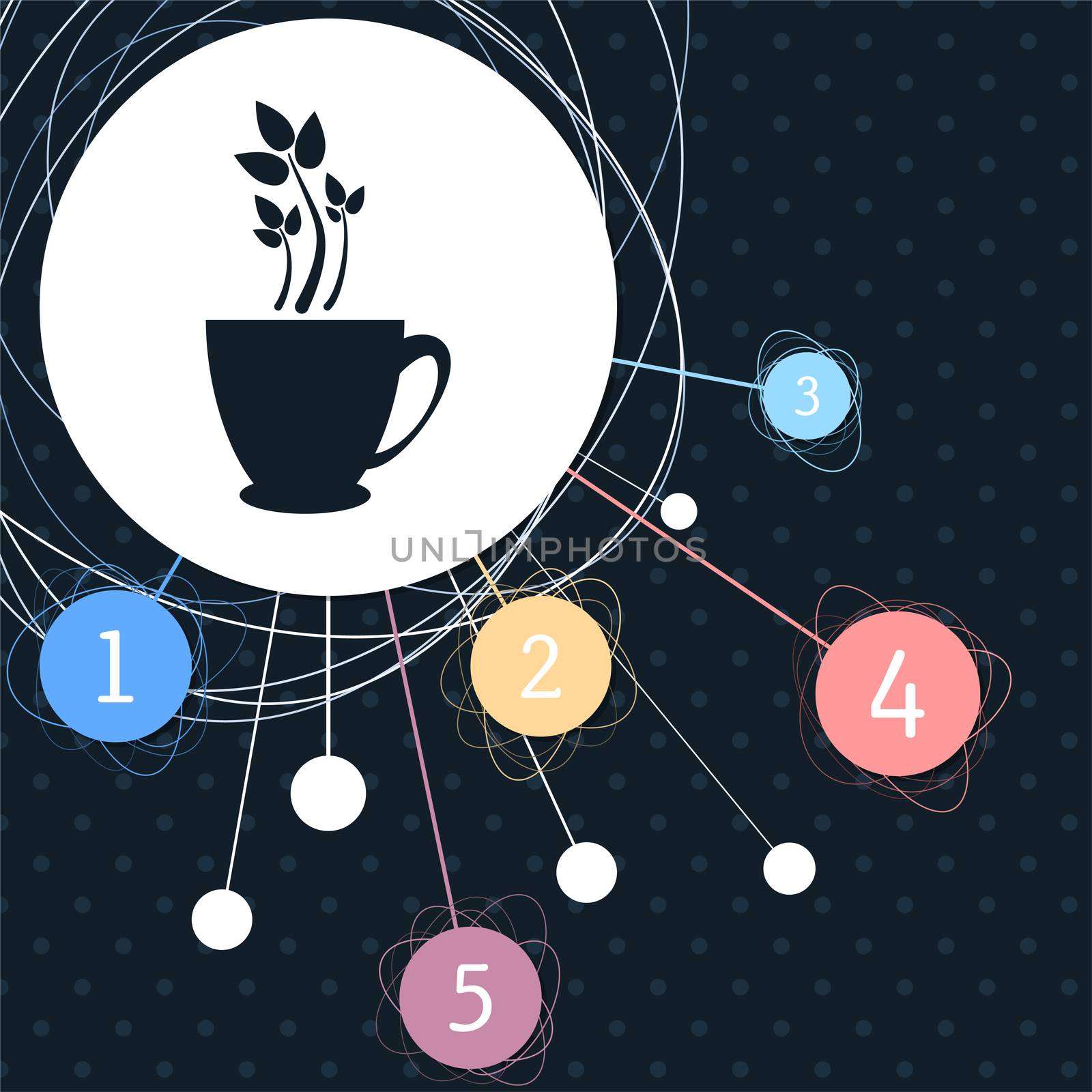 green tea icon with the background to the point and infographic style.  by Adamchuk