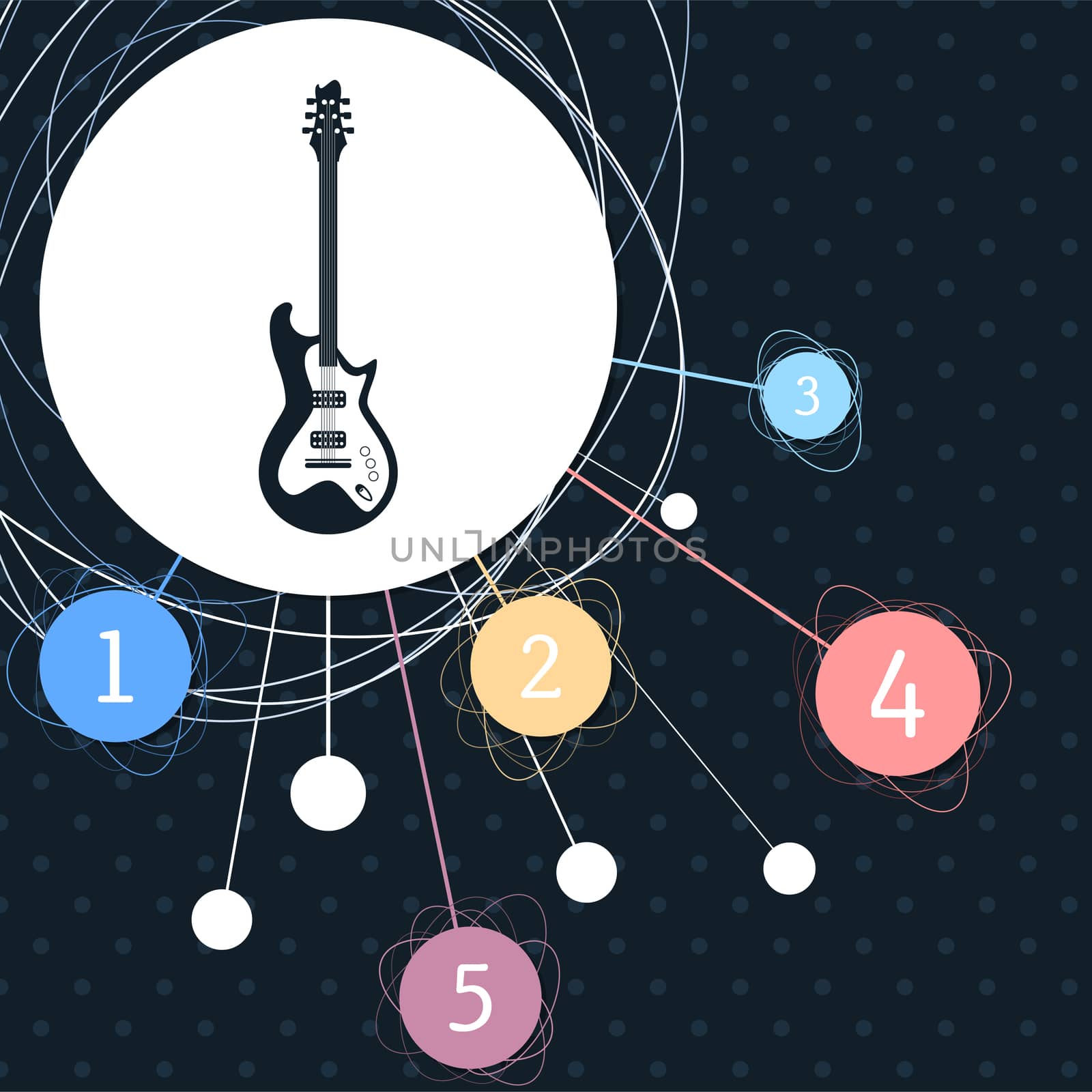 Electric guitar icon. with the background to the point and with infographic style. illustration