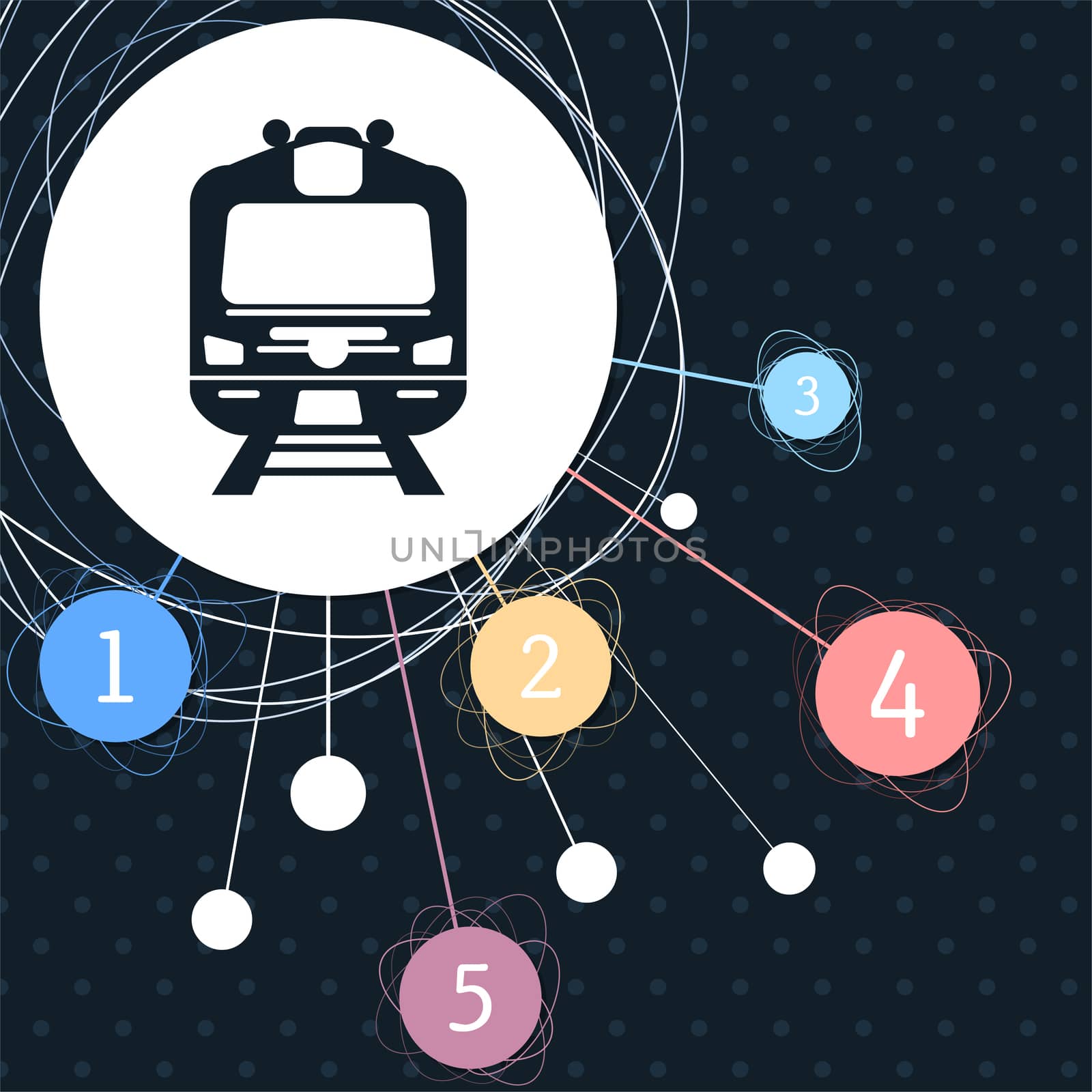 Train icon with the background to the point and infographic style.  by Adamchuk