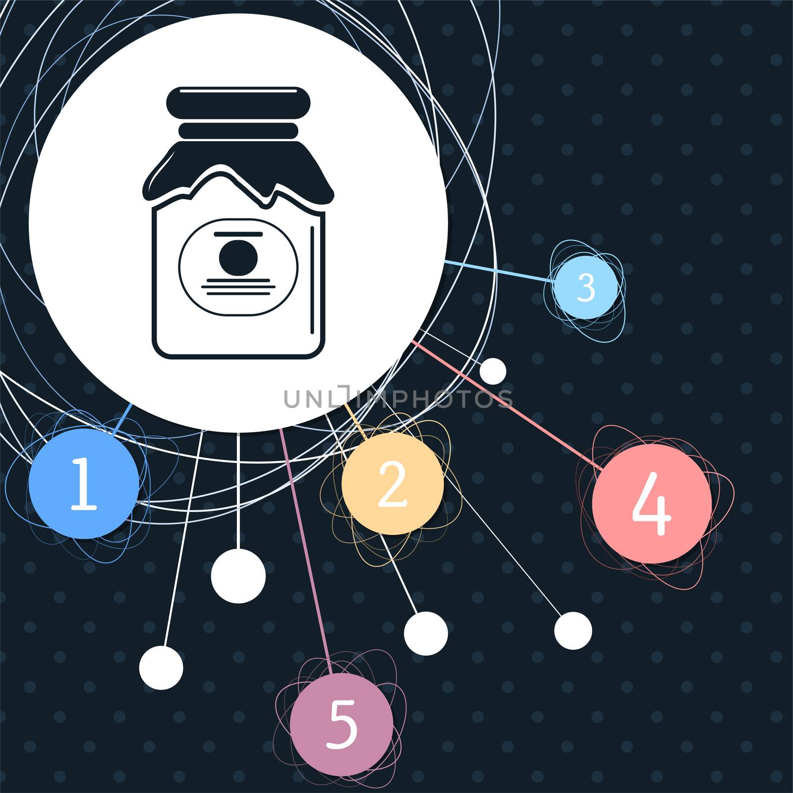 Jam Icon with the background to the point and with infographic style. illustration
