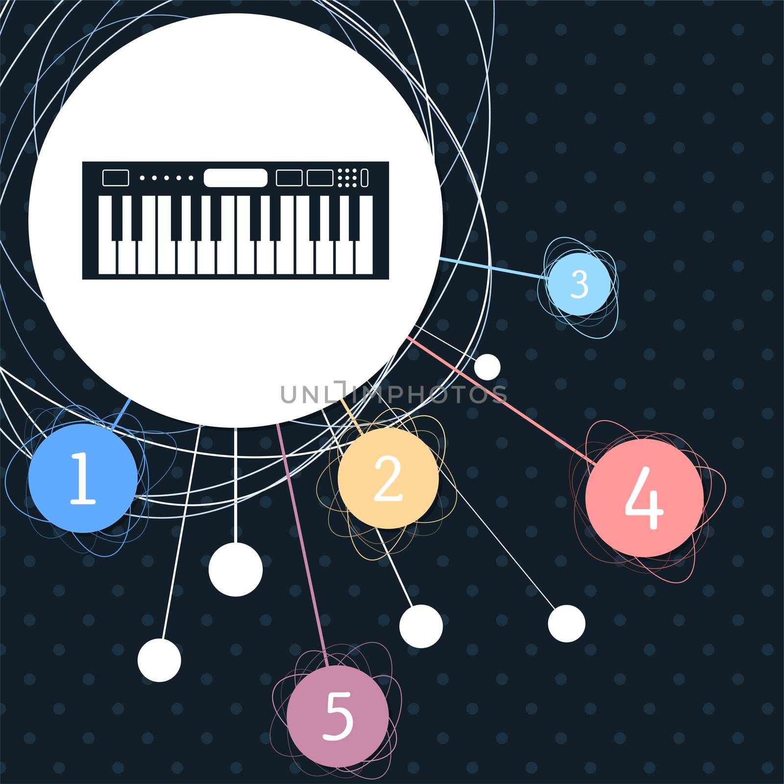 synthesizer icon with the background to the point and with infographic style. illustration