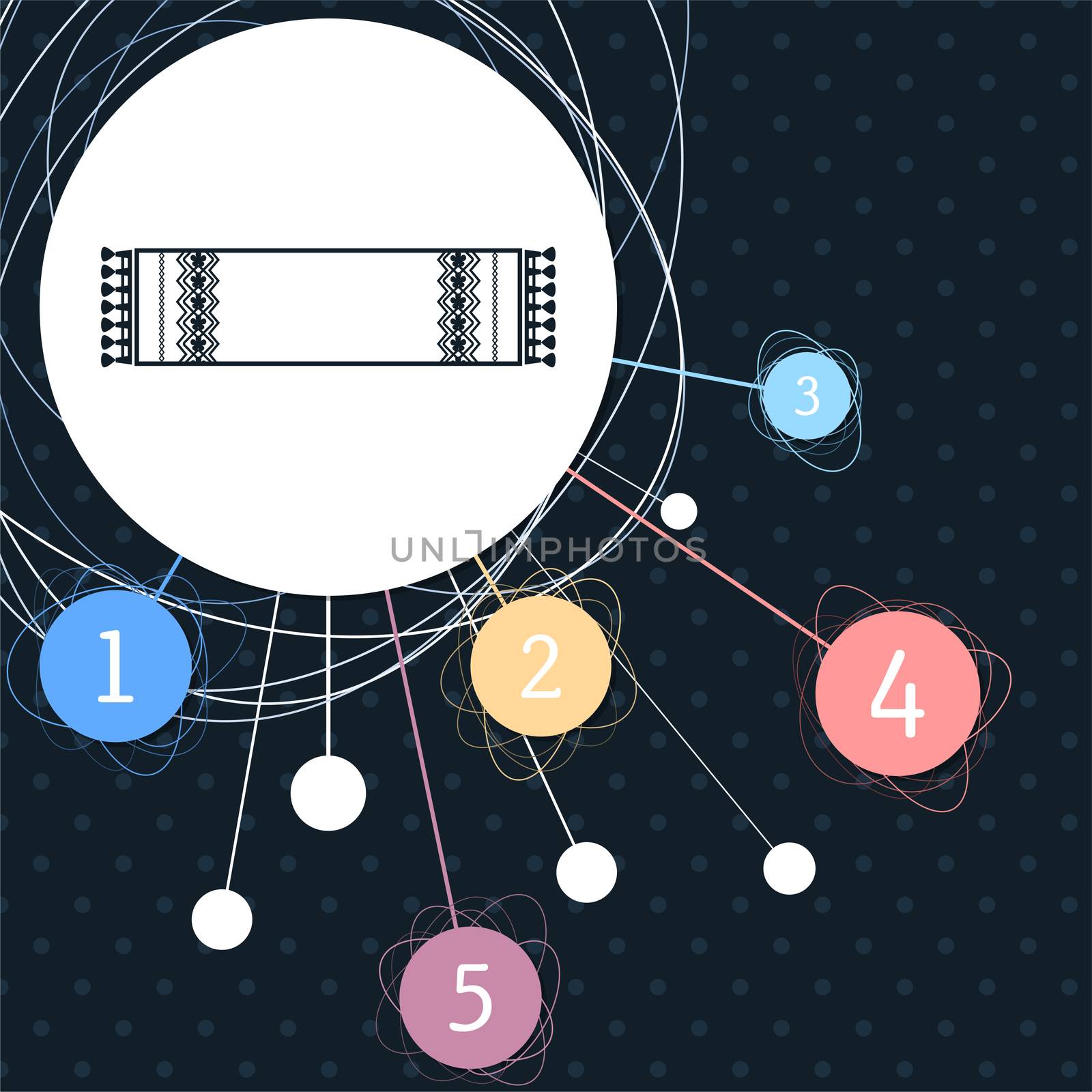 scarf icon with the background to the point and with infographic style. illustration