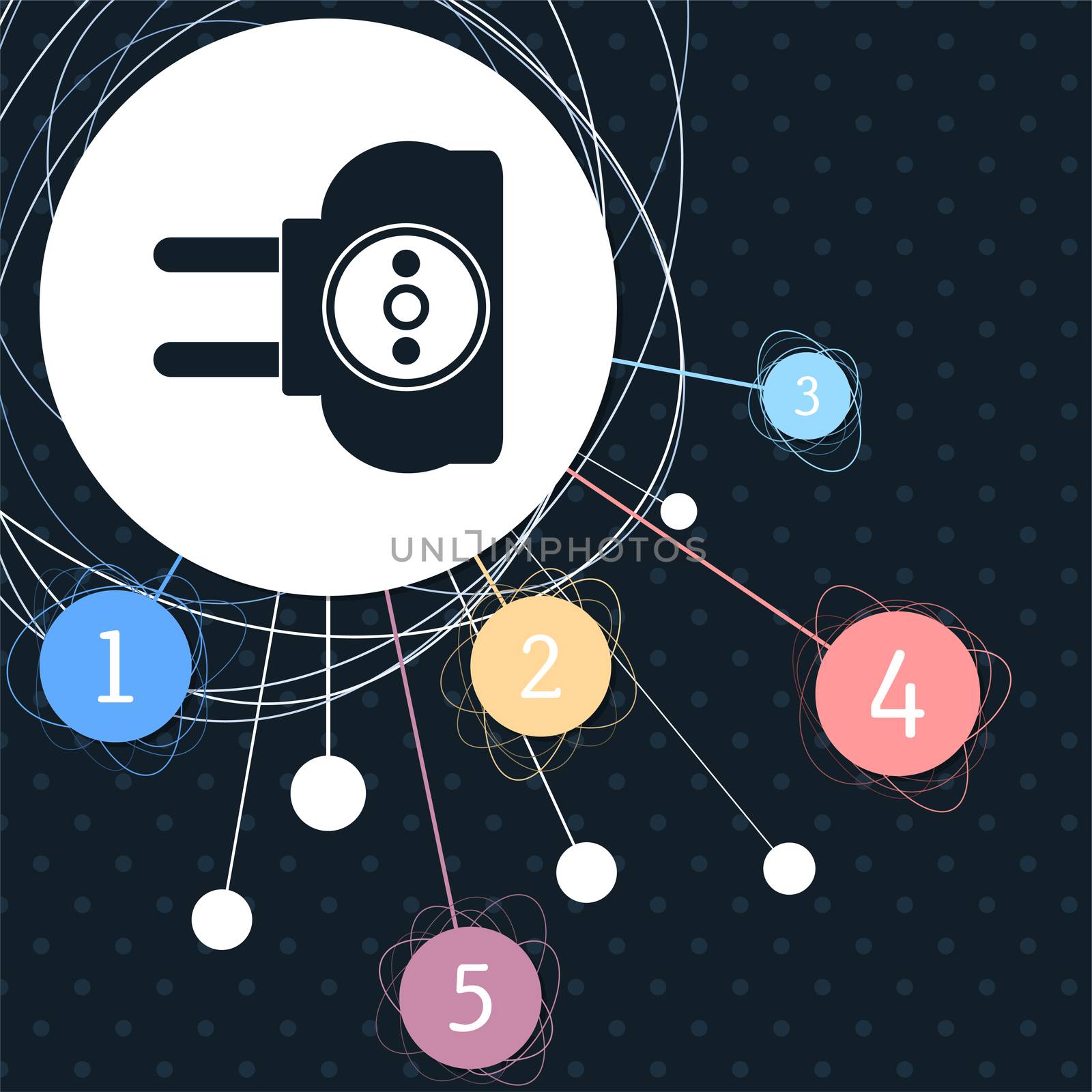 socket icon with the background to the point and with infographic style. illustration