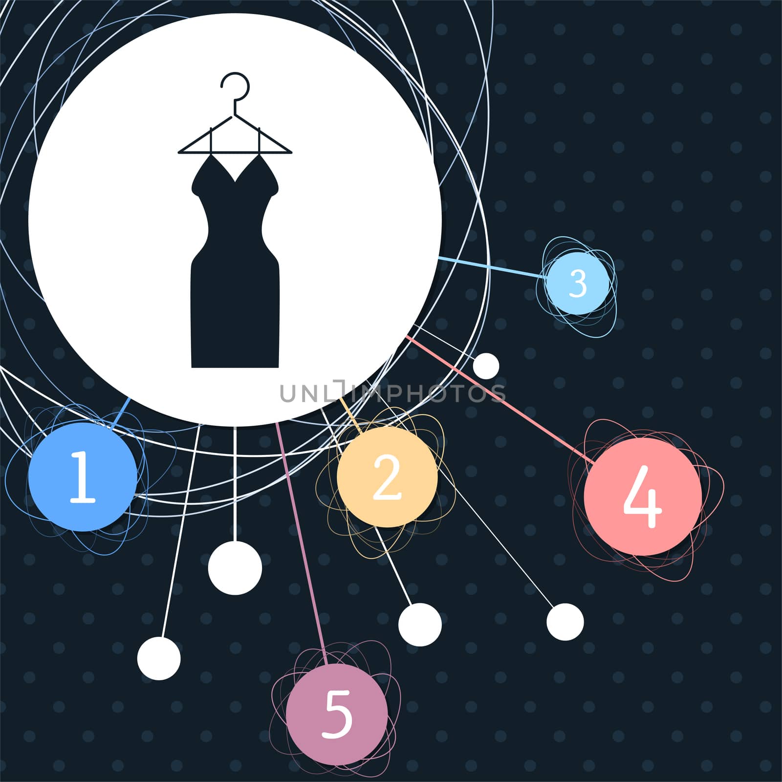 Dress Icon with the background to the point and with infographic style. illustration