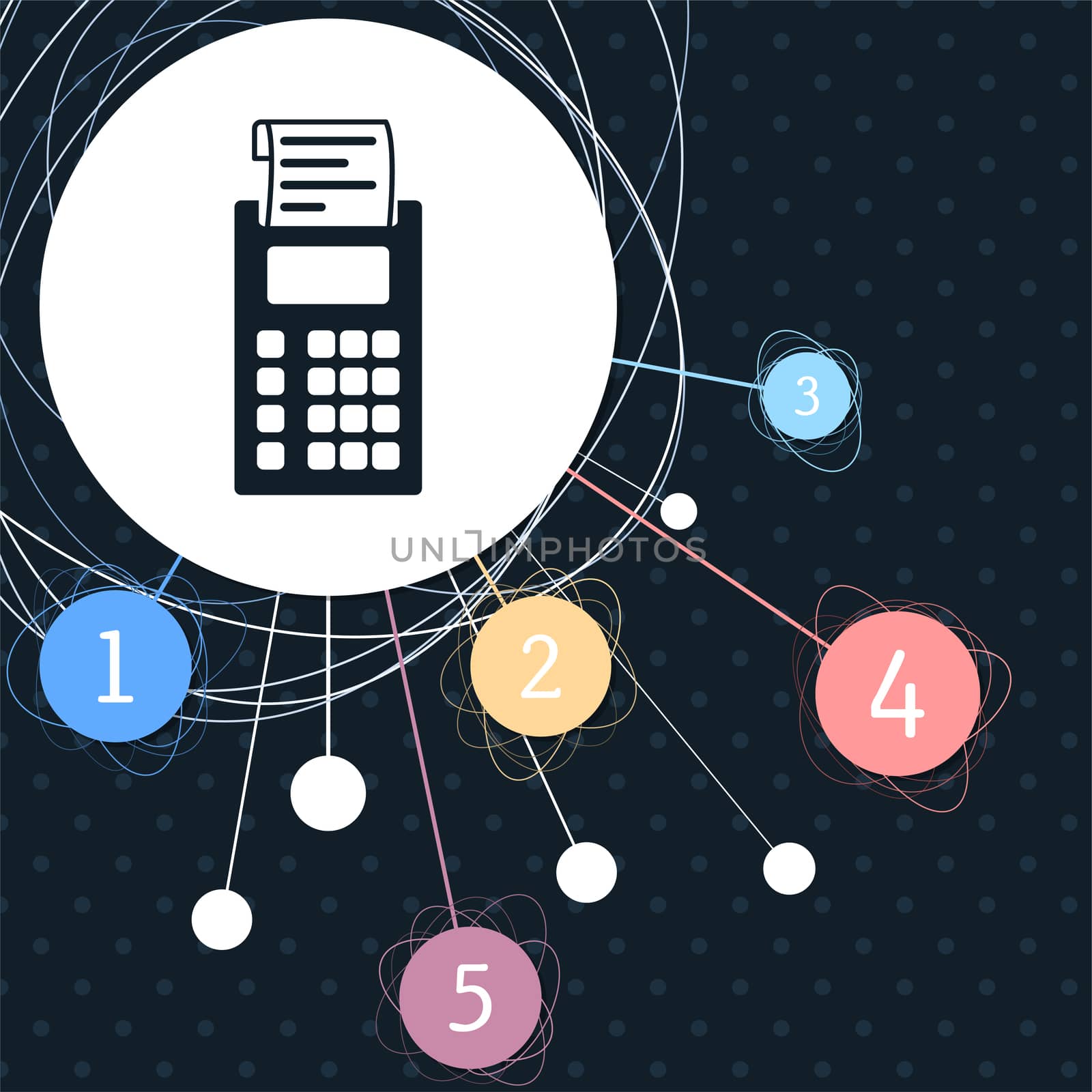 calculator icon with the background to the point and with infographic style. illustration