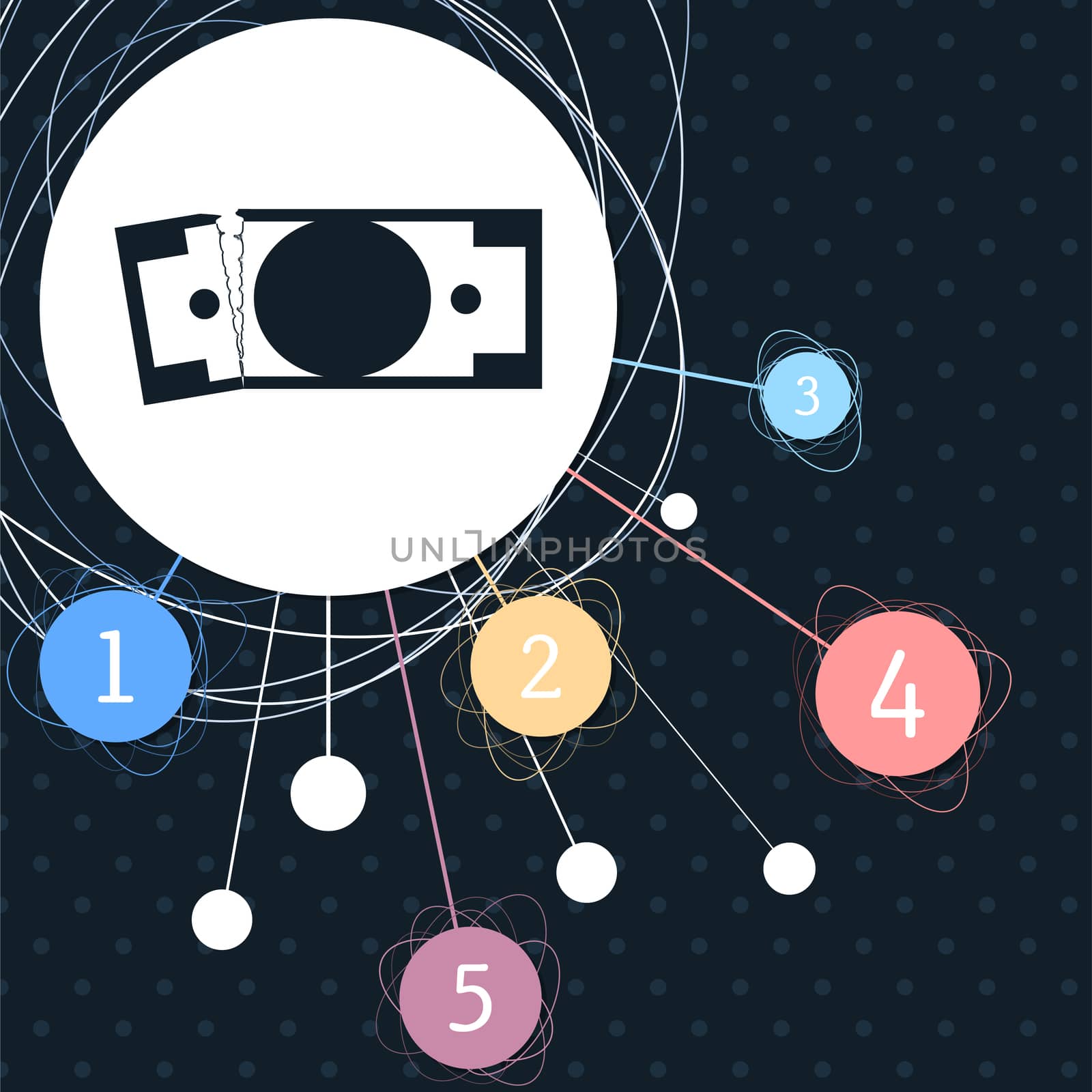 dollar icon with the background to the point and with infographic style. illustration