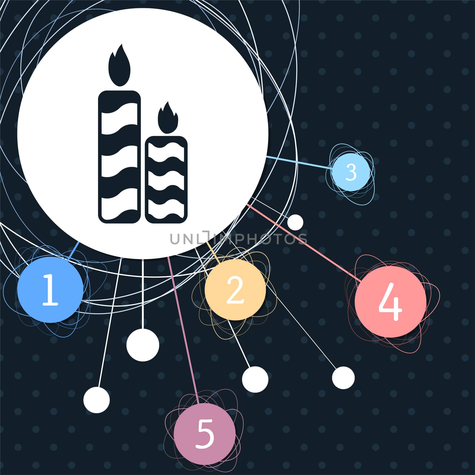 Candle icon with the background to the point and with infographic style.  by Adamchuk