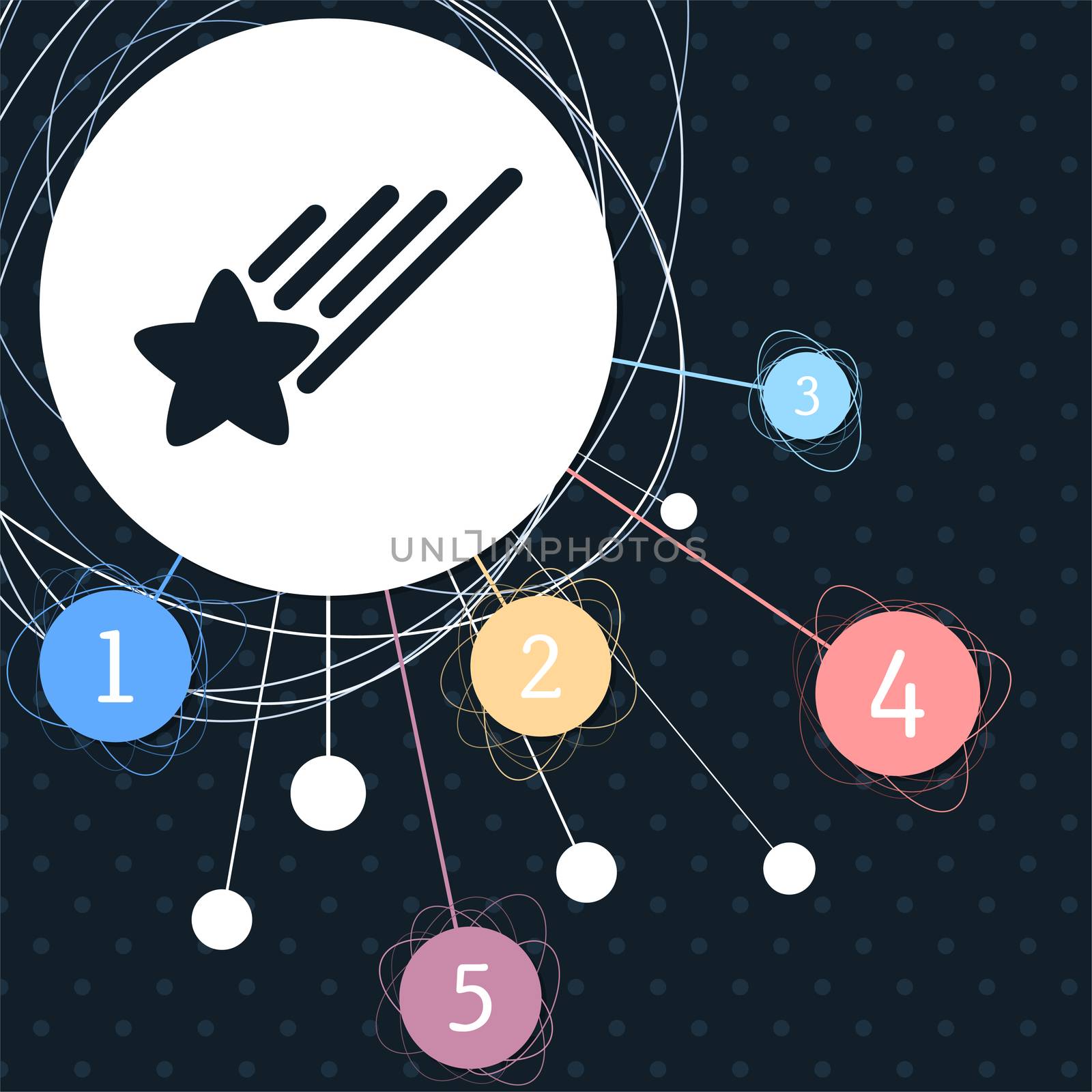 Star Icon with the background to the point and with infographic style.  by Adamchuk