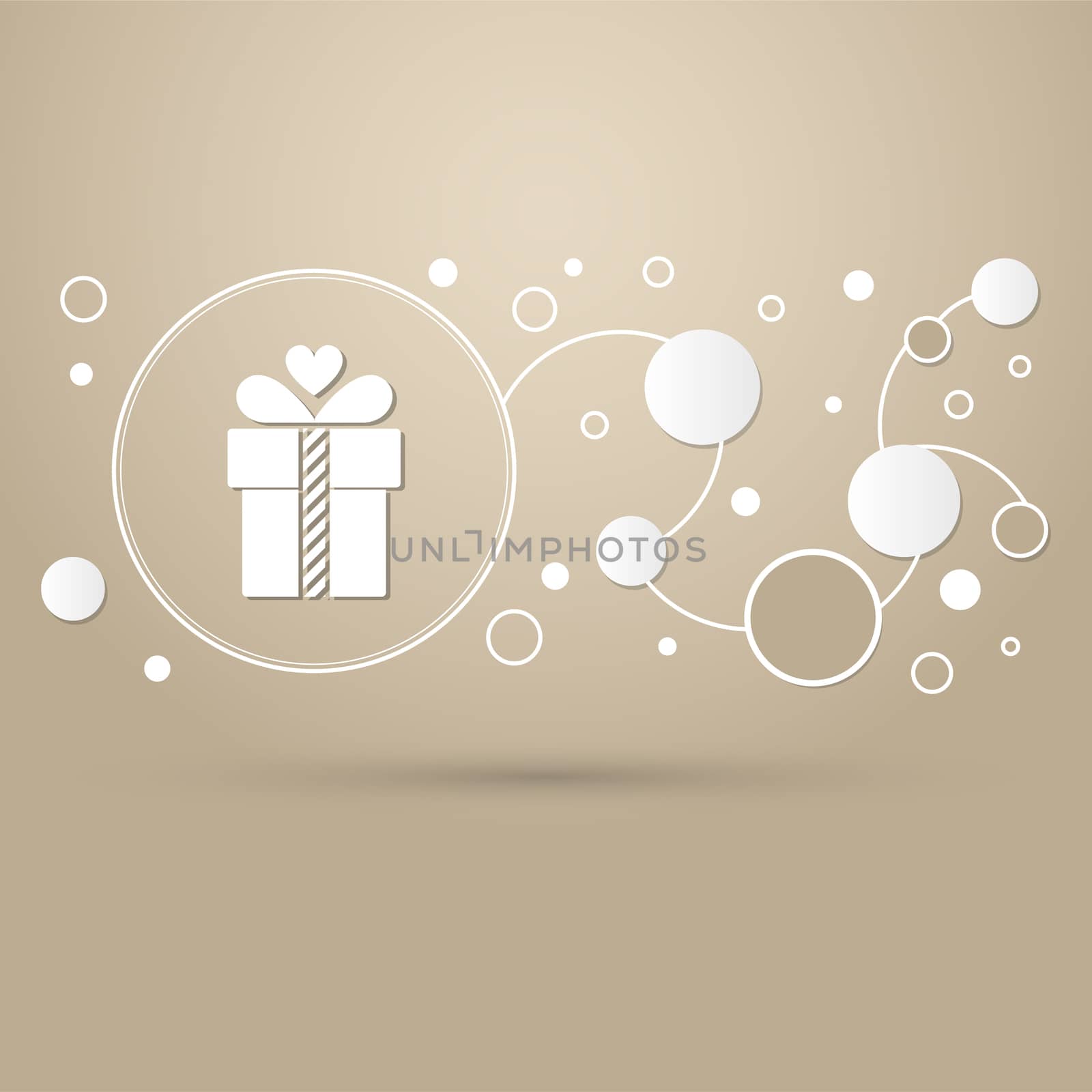 Gift box icon on a brown background with elegant style and modern design infographic. illustration