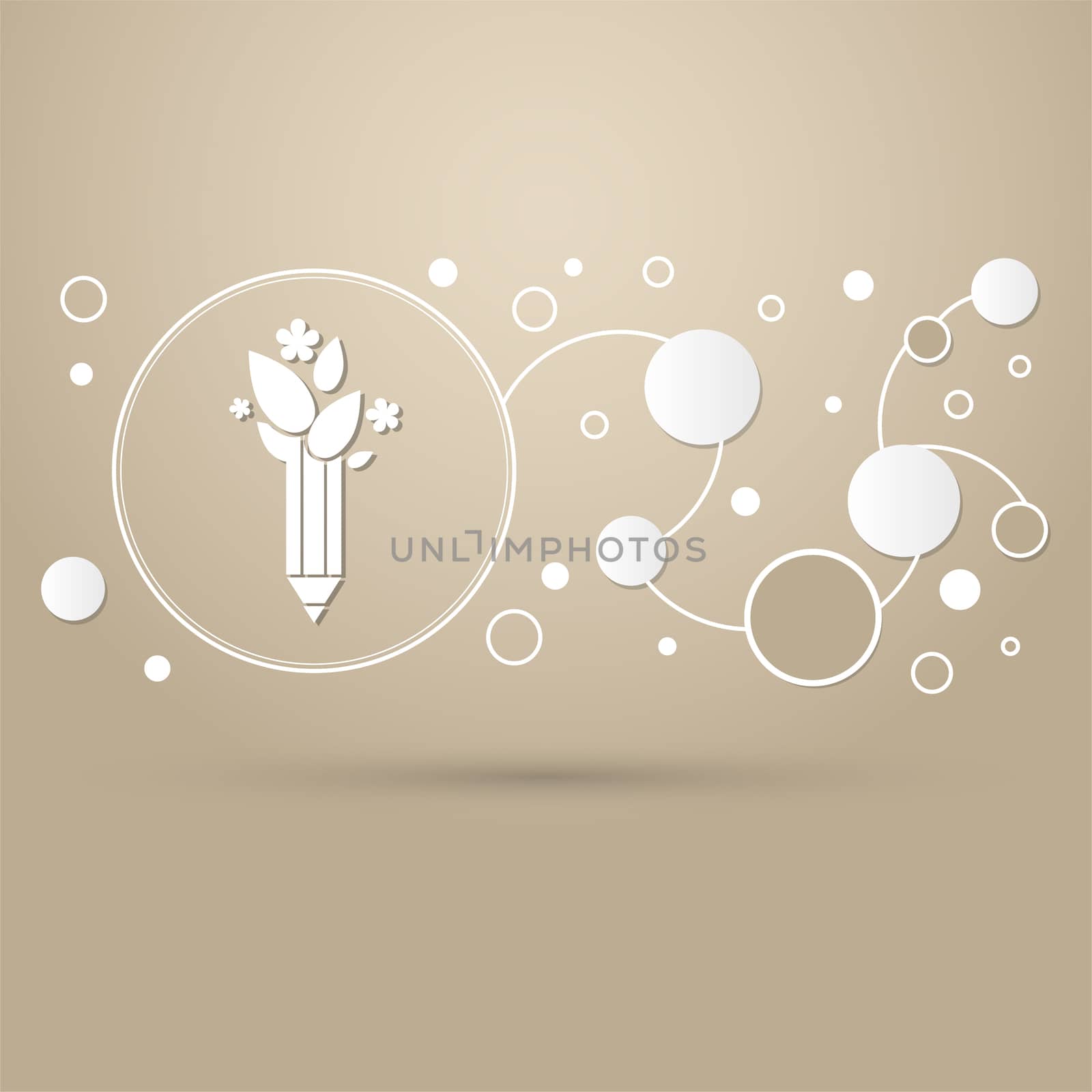 Ecology pencil, eco pen icon on a brown background with elegant style and modern design infographic. illustration