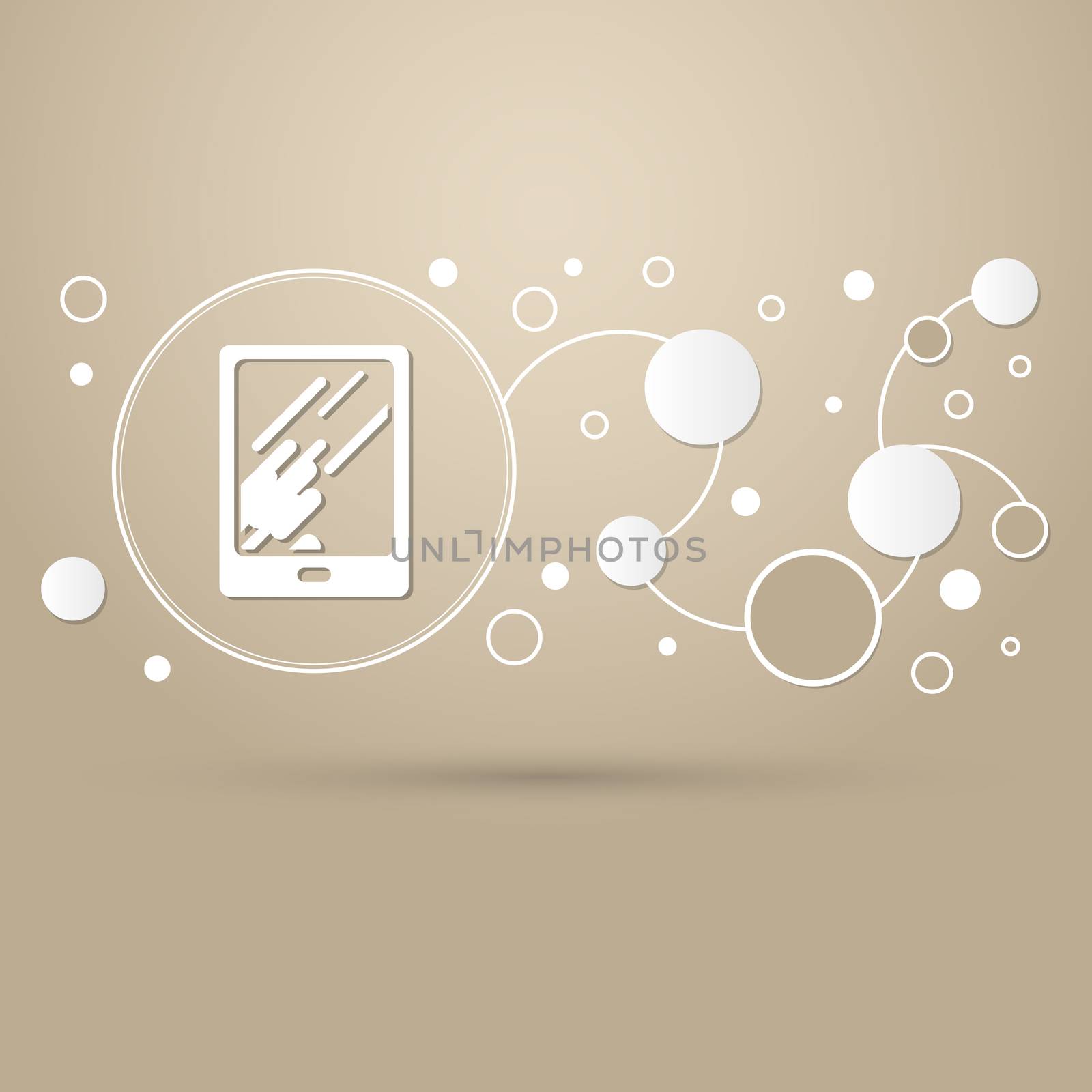 Tablet with the reflection of light icon on a brown background with elegant style and modern design infographic. illustration