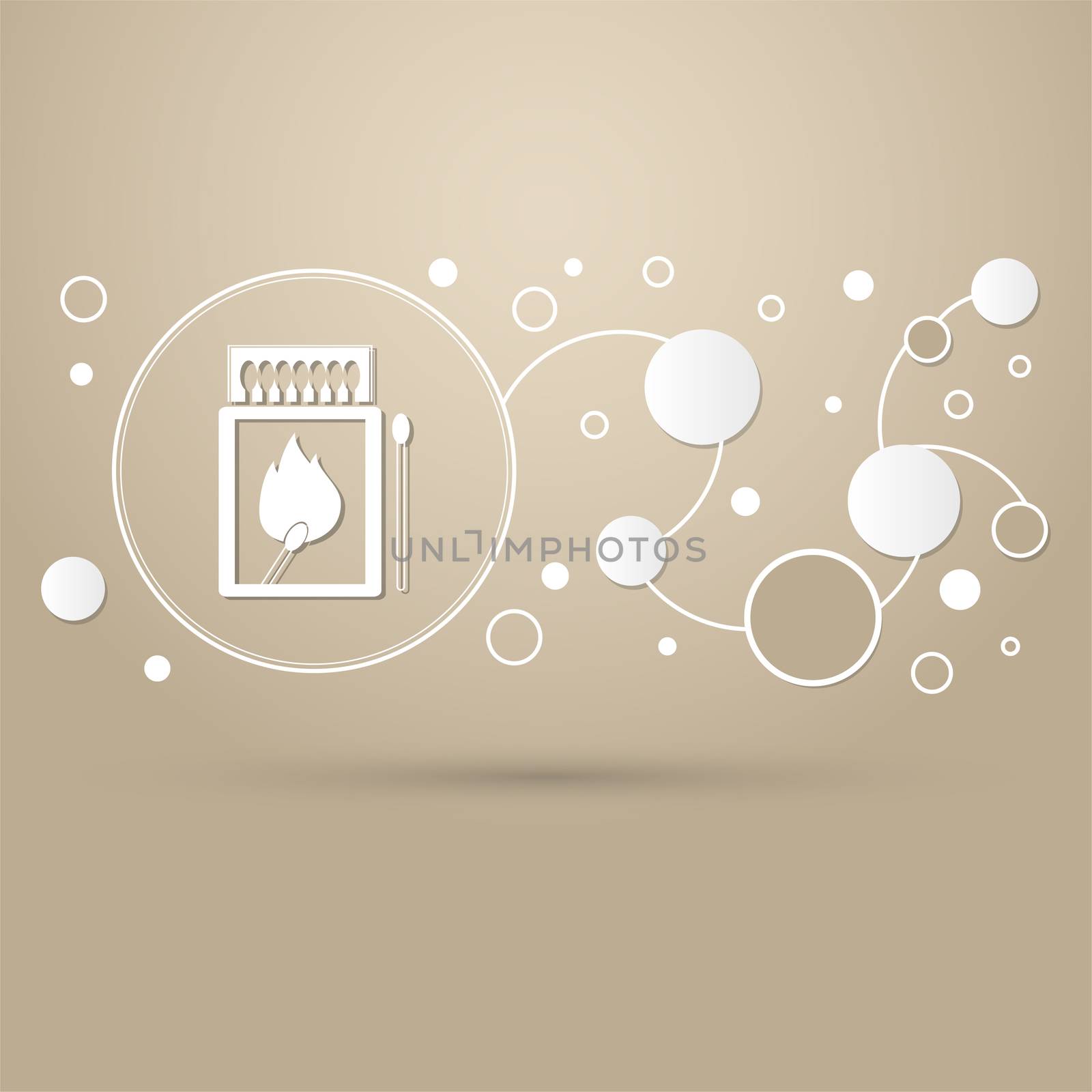 matchbox and matches icon on a brown background with elegant style modern design infographic.  by Adamchuk