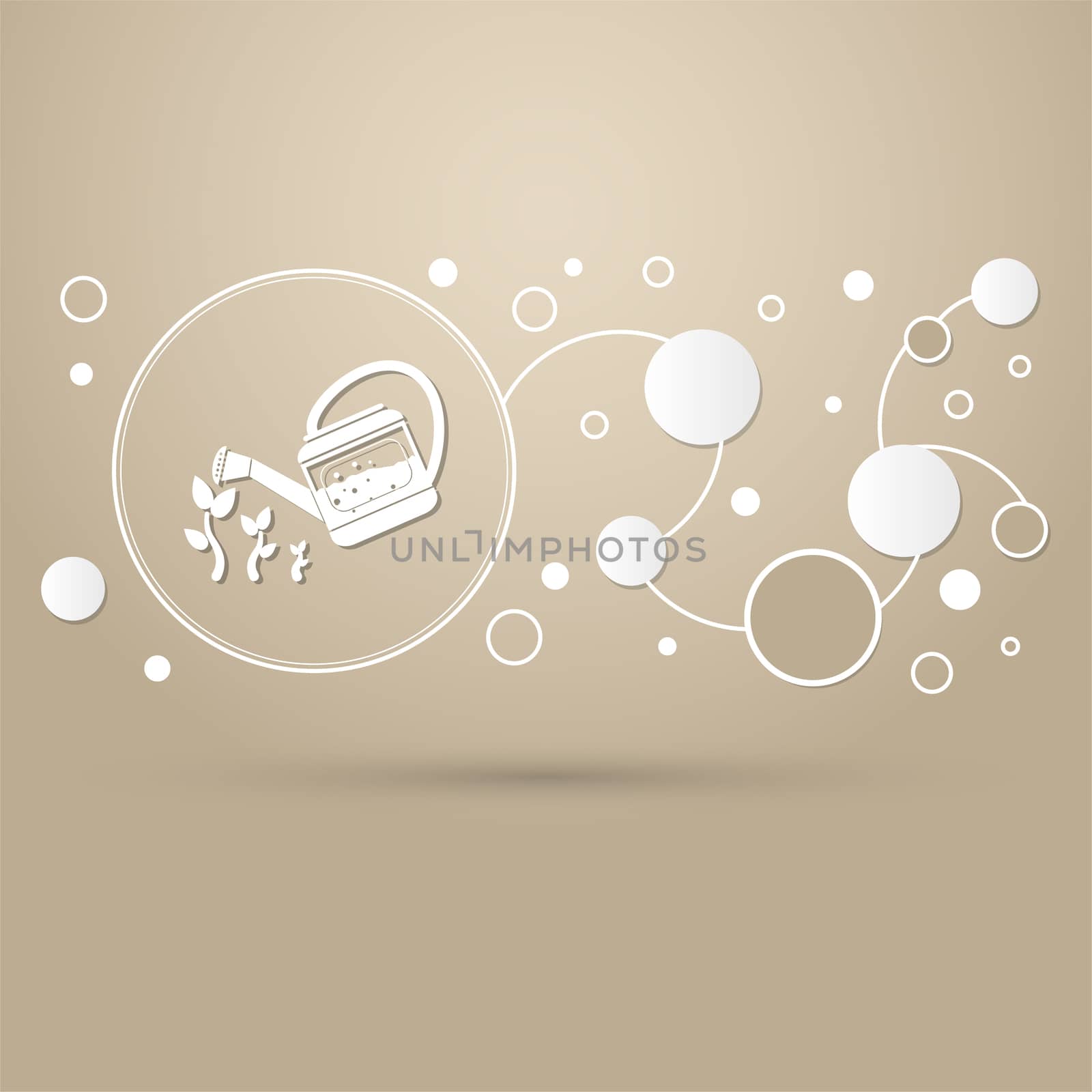 Watering can on a brown background with elegant style and modern design infographic. illustration