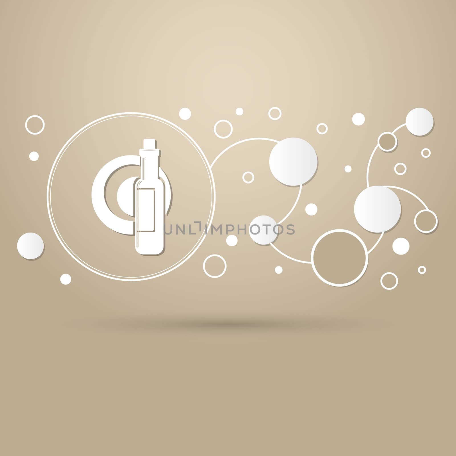 Beer, wine bottle on a brown background with elegant style and modern design infographic. illustration