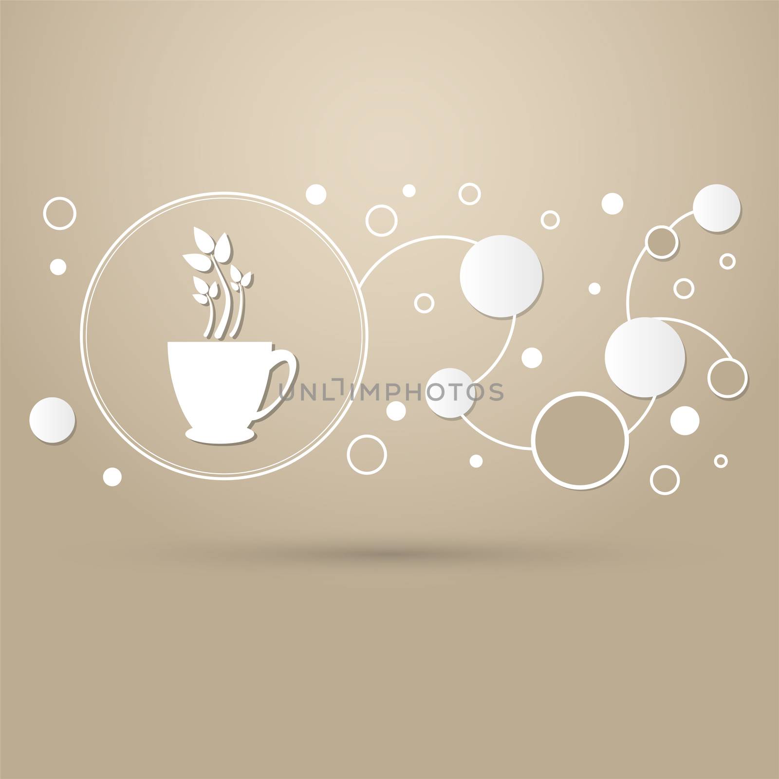 green tea icon on a brown background with elegant style and modern design infographic.  by Adamchuk
