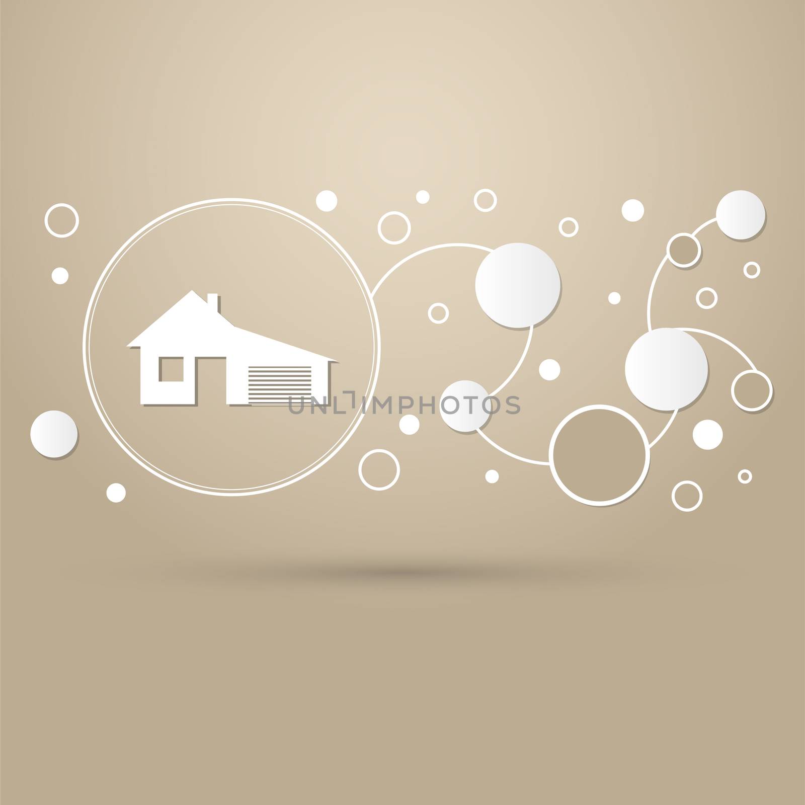 house with garage icon on a brown background with elegant style and modern design infographic. illustration