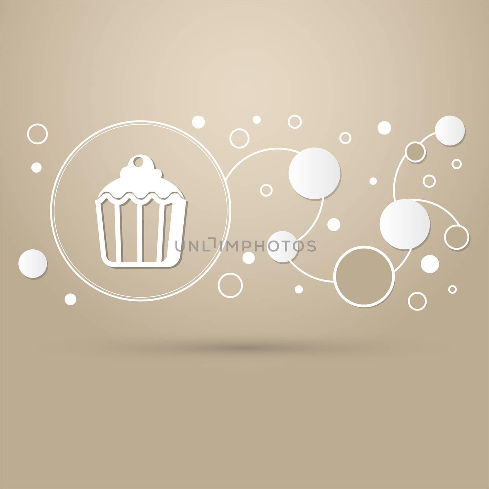 cupcake, muffin icon on a brown background with elegant style and modern design infographic.  by Adamchuk