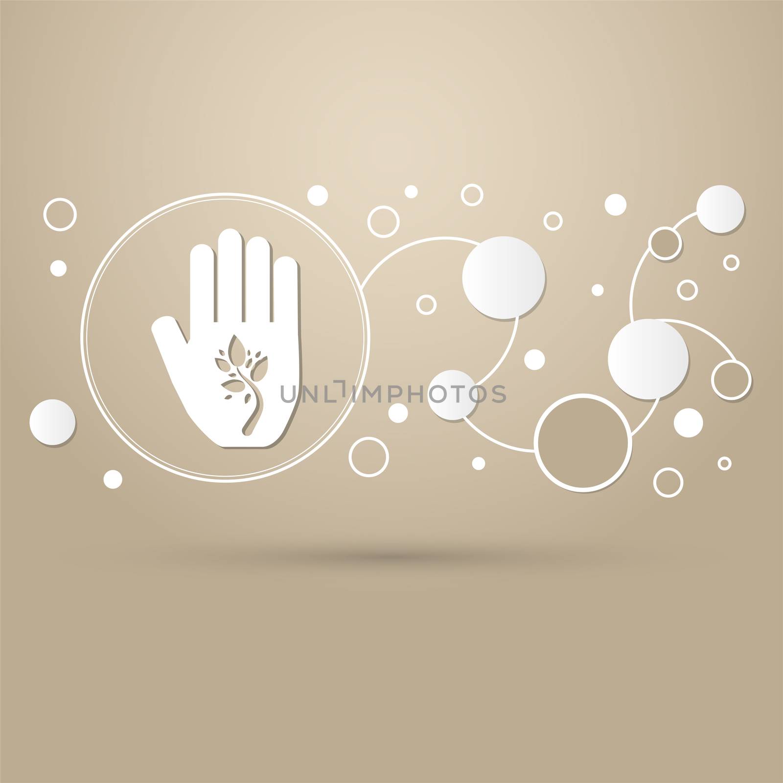 ecological beauty and health care, enviromental protection icon on a brown background with elegant style modern design infographic.  by Adamchuk