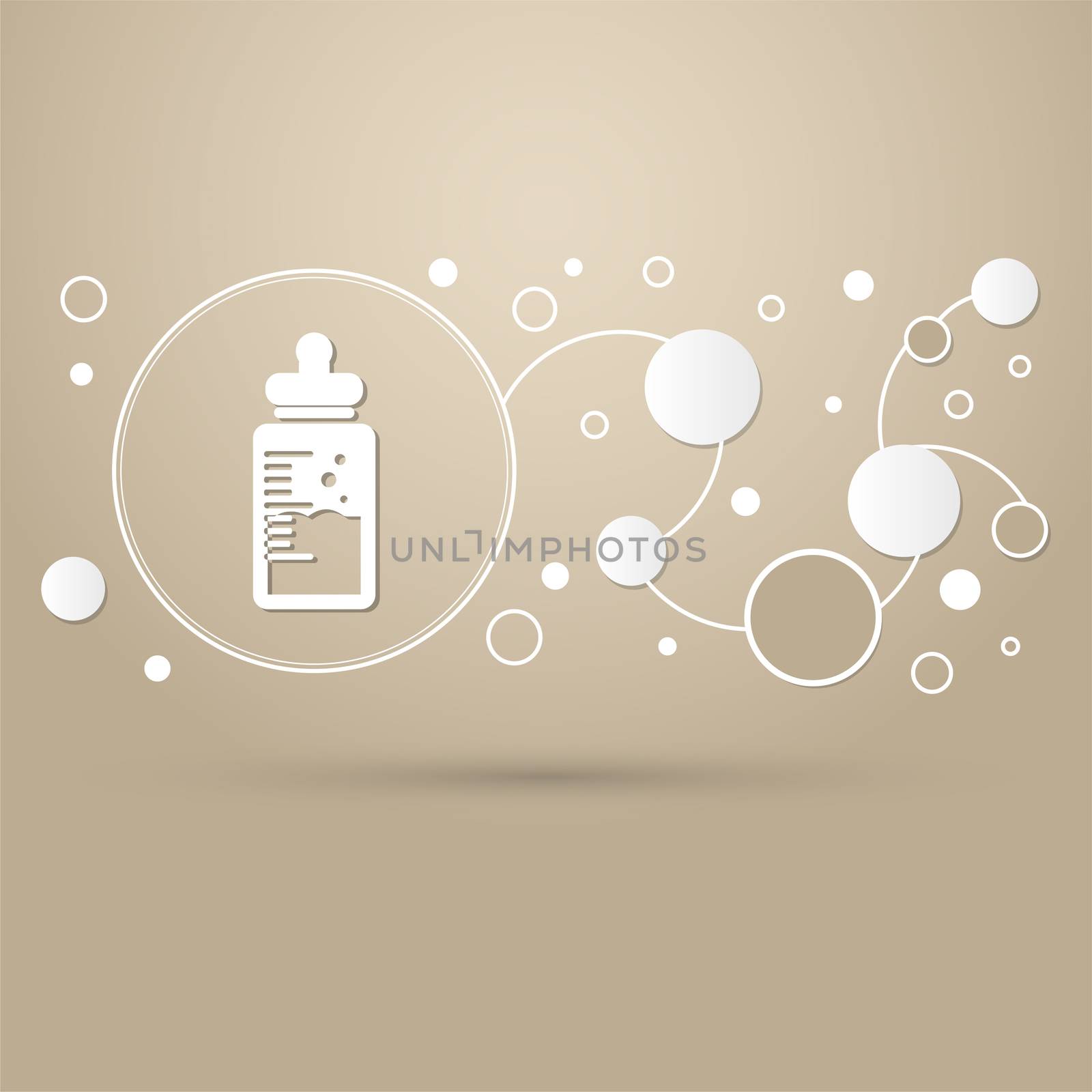 Baby milk bottle icon on a brown background with elegant style and modern design infographic. illustration