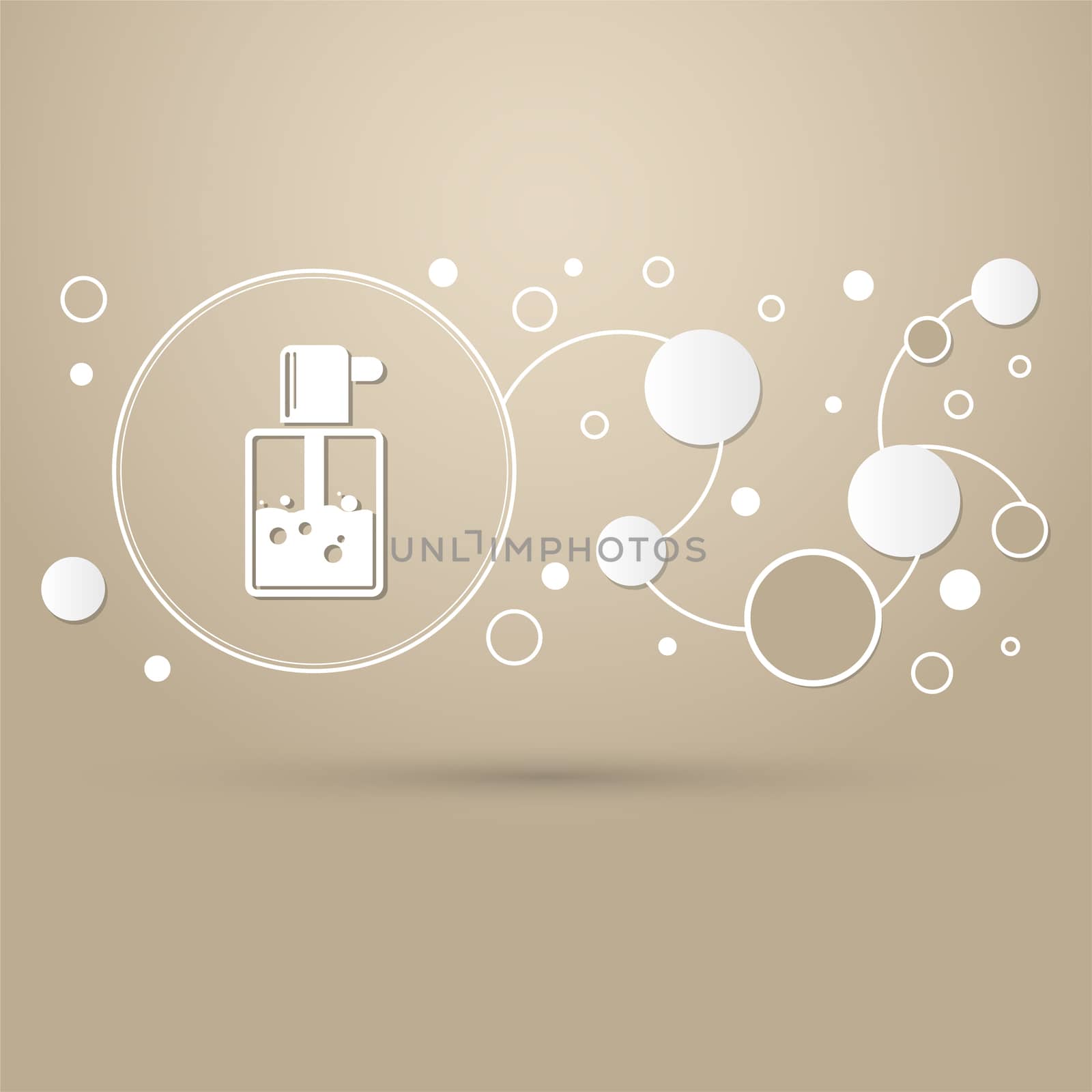 Perfume icon on a brown background with elegant style and modern design infographic. illustration