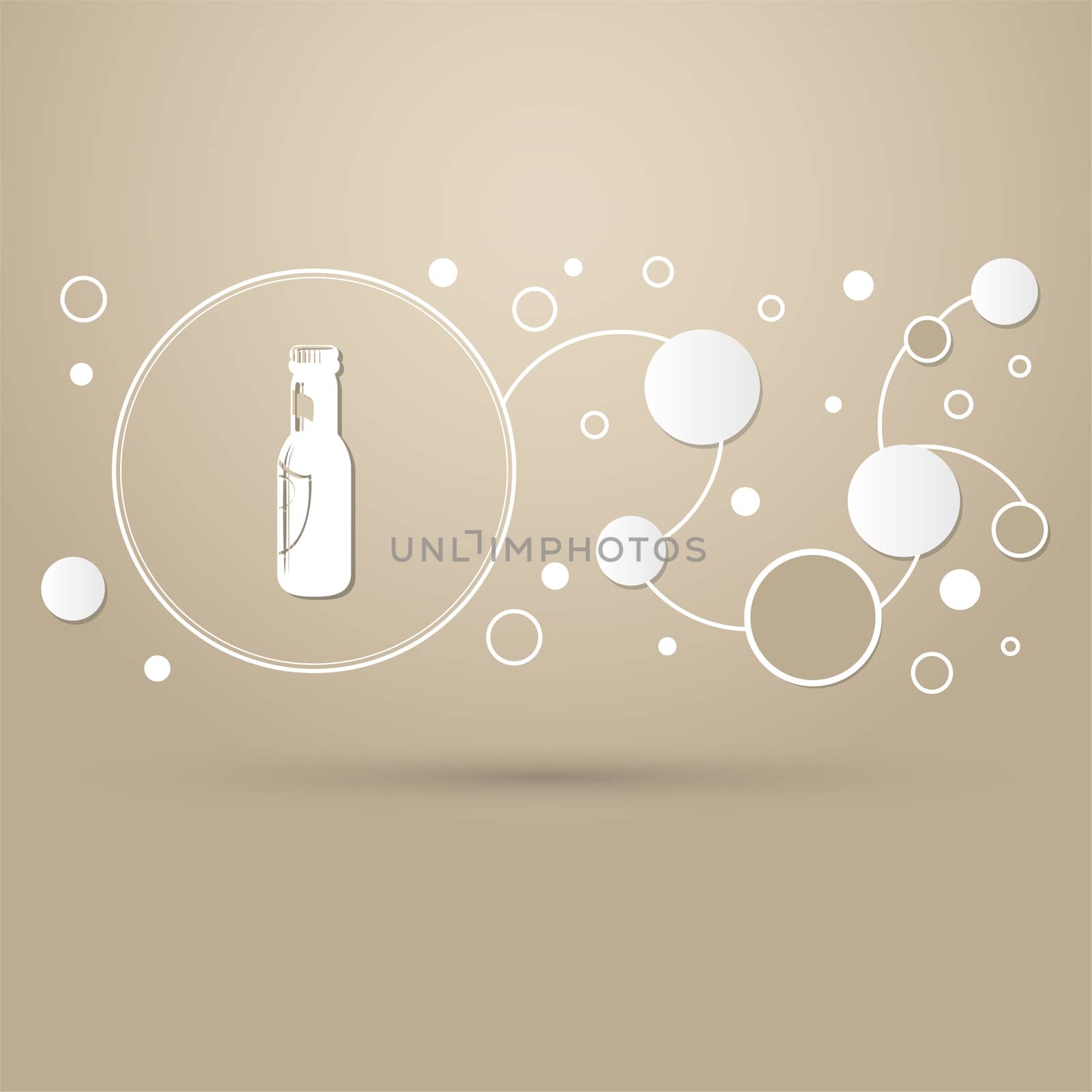 Beer bottle Icon on a brown background with elegant style and modern design infographic.  by Adamchuk