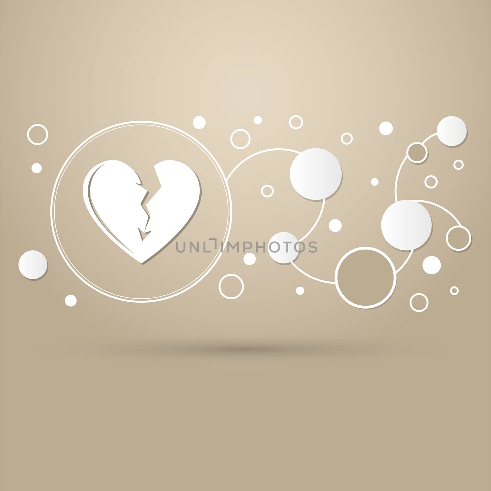 Broken heart icon on a brown background with elegant style and modern design infographic. illustration