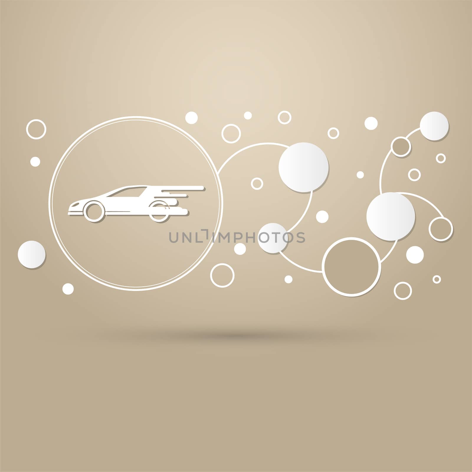 Super Car icon on a brown background with elegant style and modern design infographic. illustration