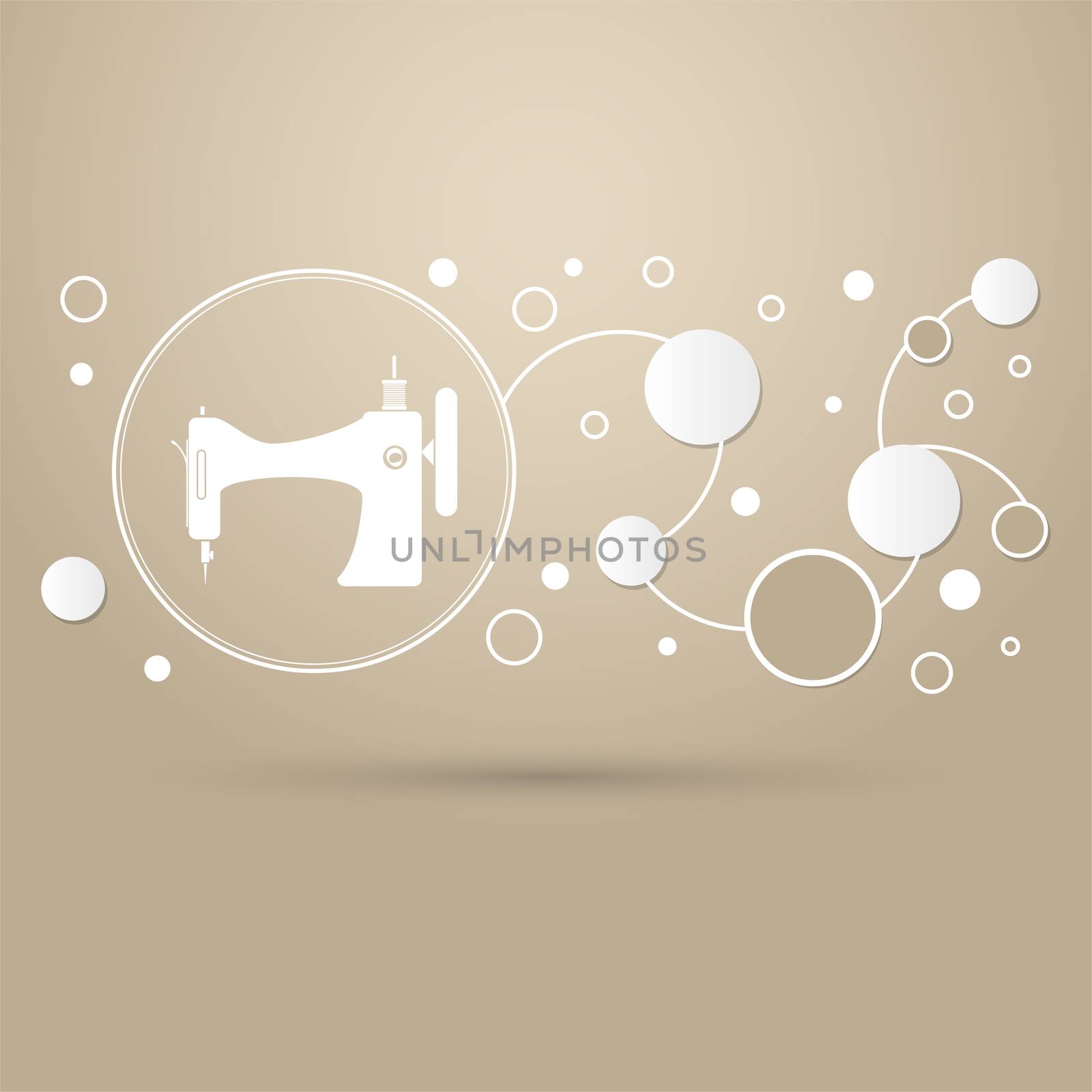 Sewing Machine icon on a brown background with elegant style and modern design infographic.  by Adamchuk