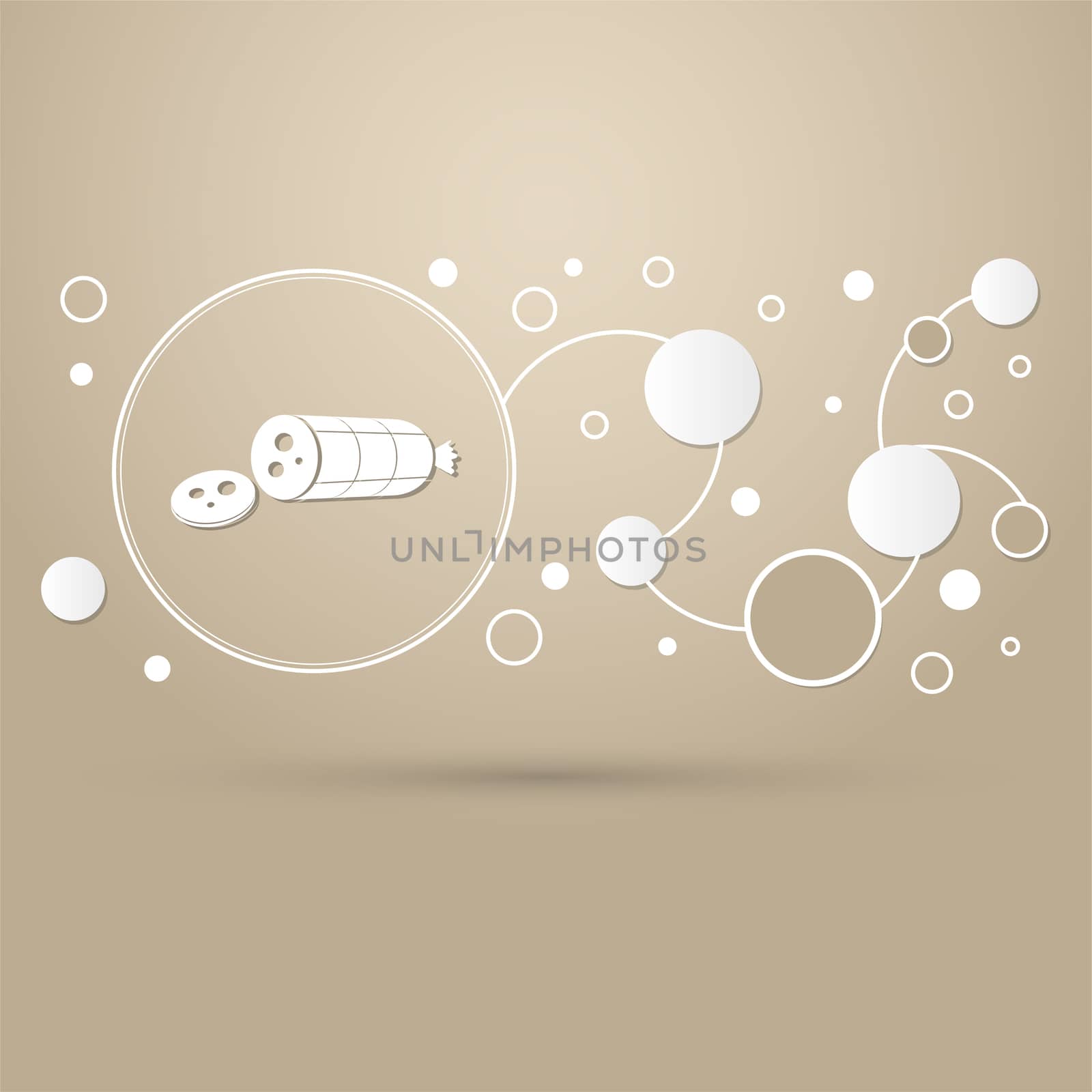 Smoked sausage sliced Icon on a brown background with elegant style and modern design infographic.  by Adamchuk