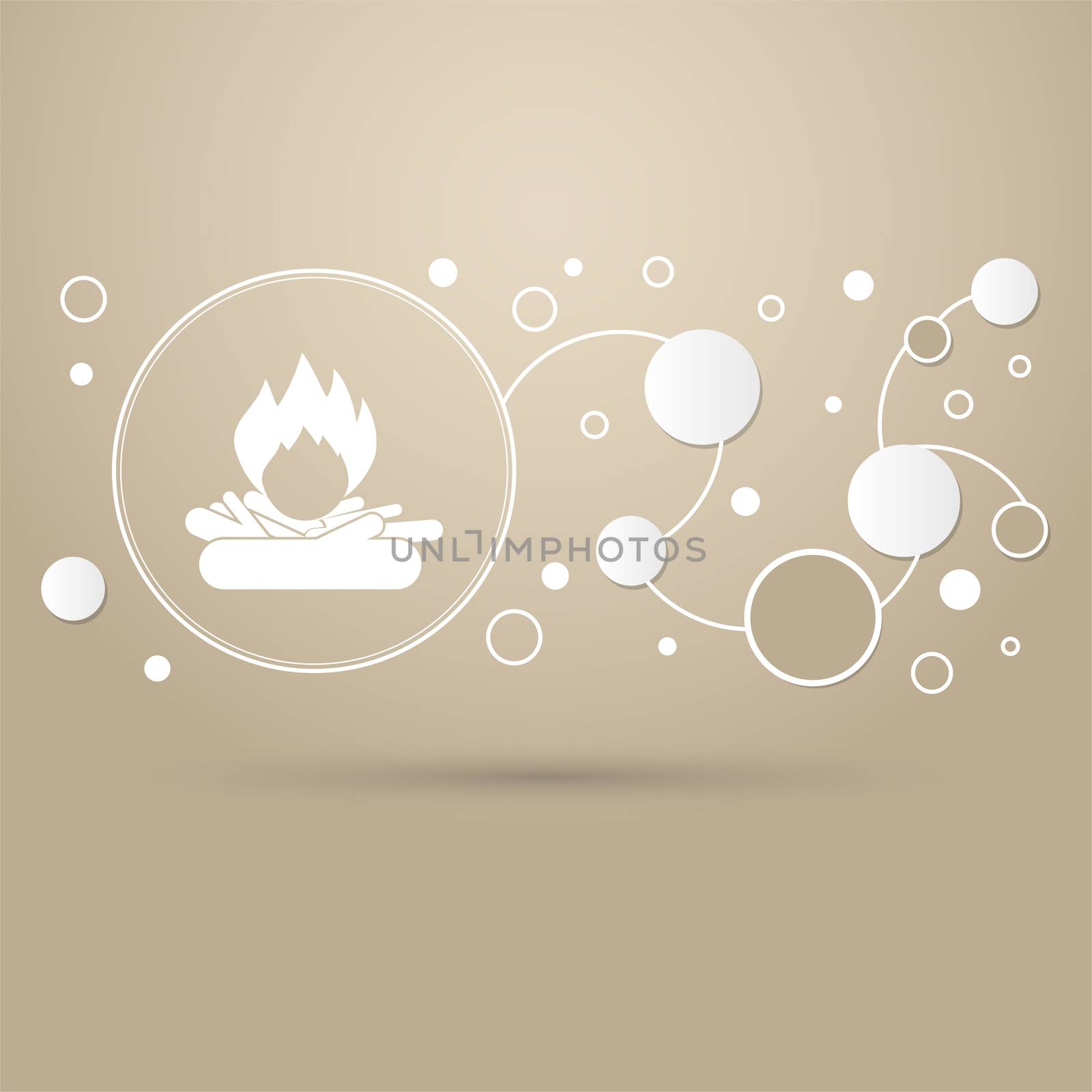 Fire Icon on a brown background with elegant style and modern design infographic. illustration