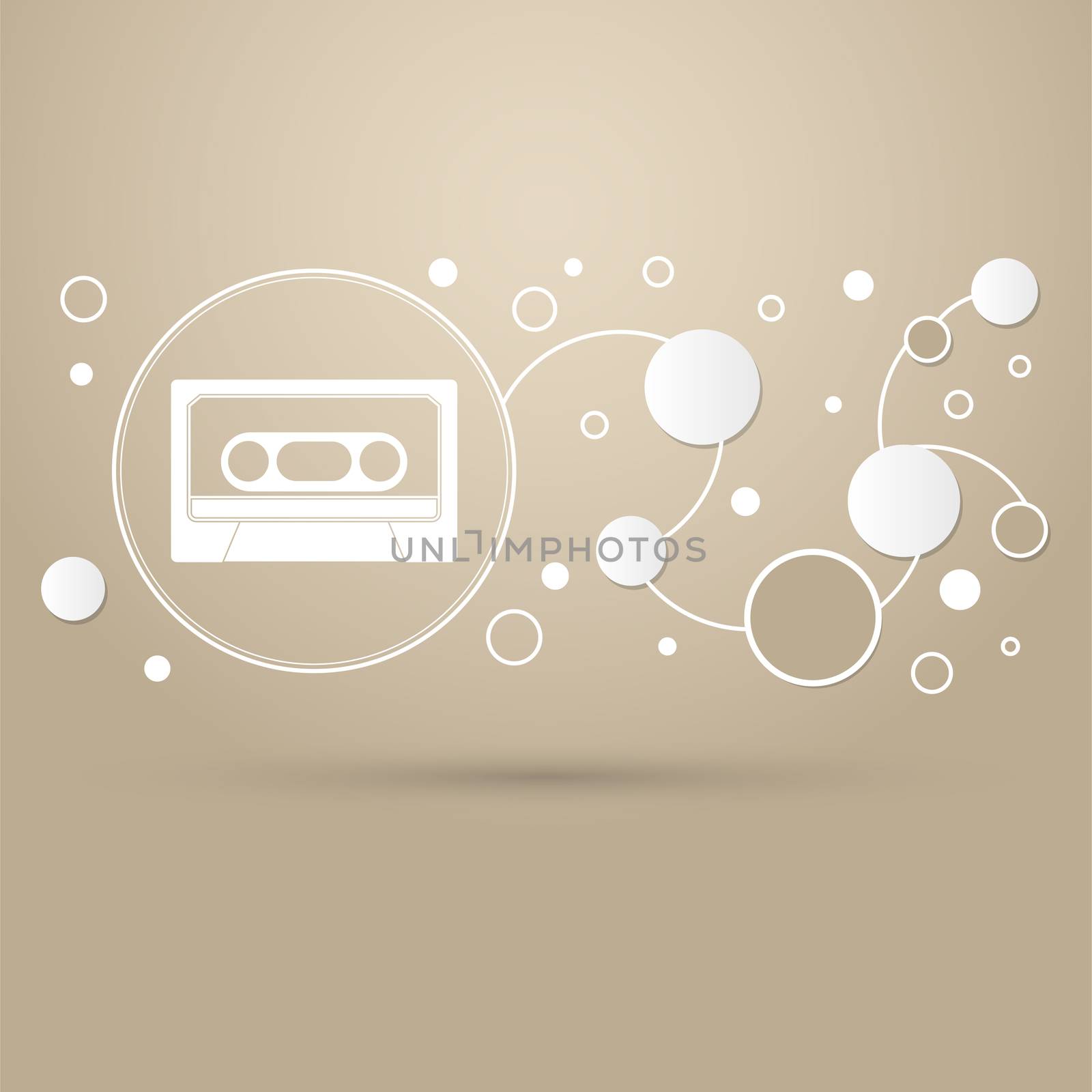 Cassette icon on a brown background with elegant style and modern design infographic. illustration