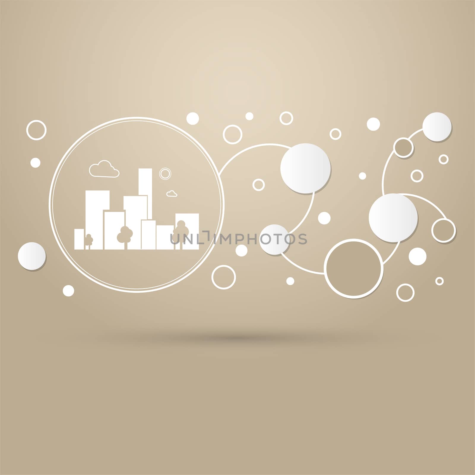 City Icon on a brown background with elegant style and modern design infographic. illustration