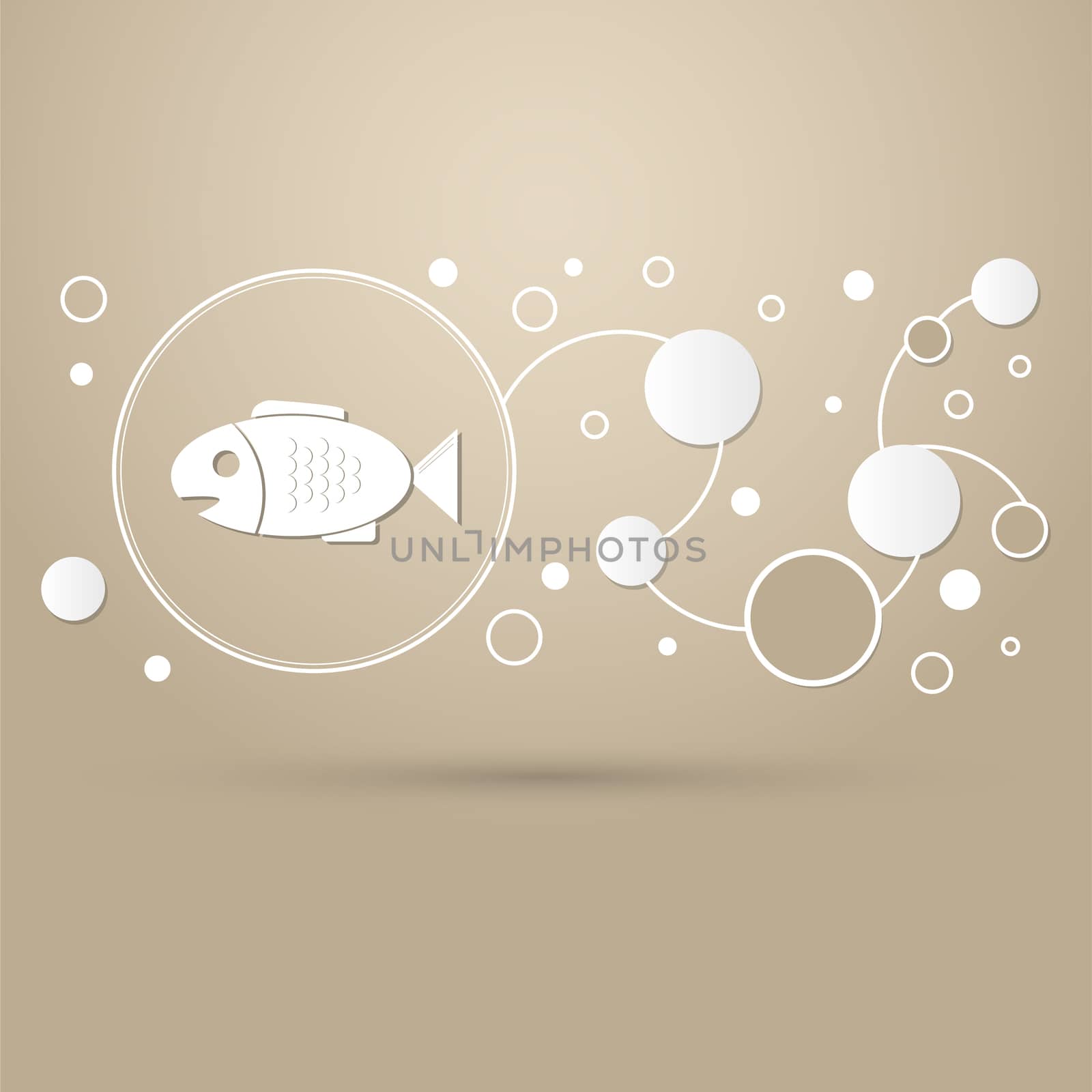 Fish icon on a brown background with elegant style and modern design infographic. illustration