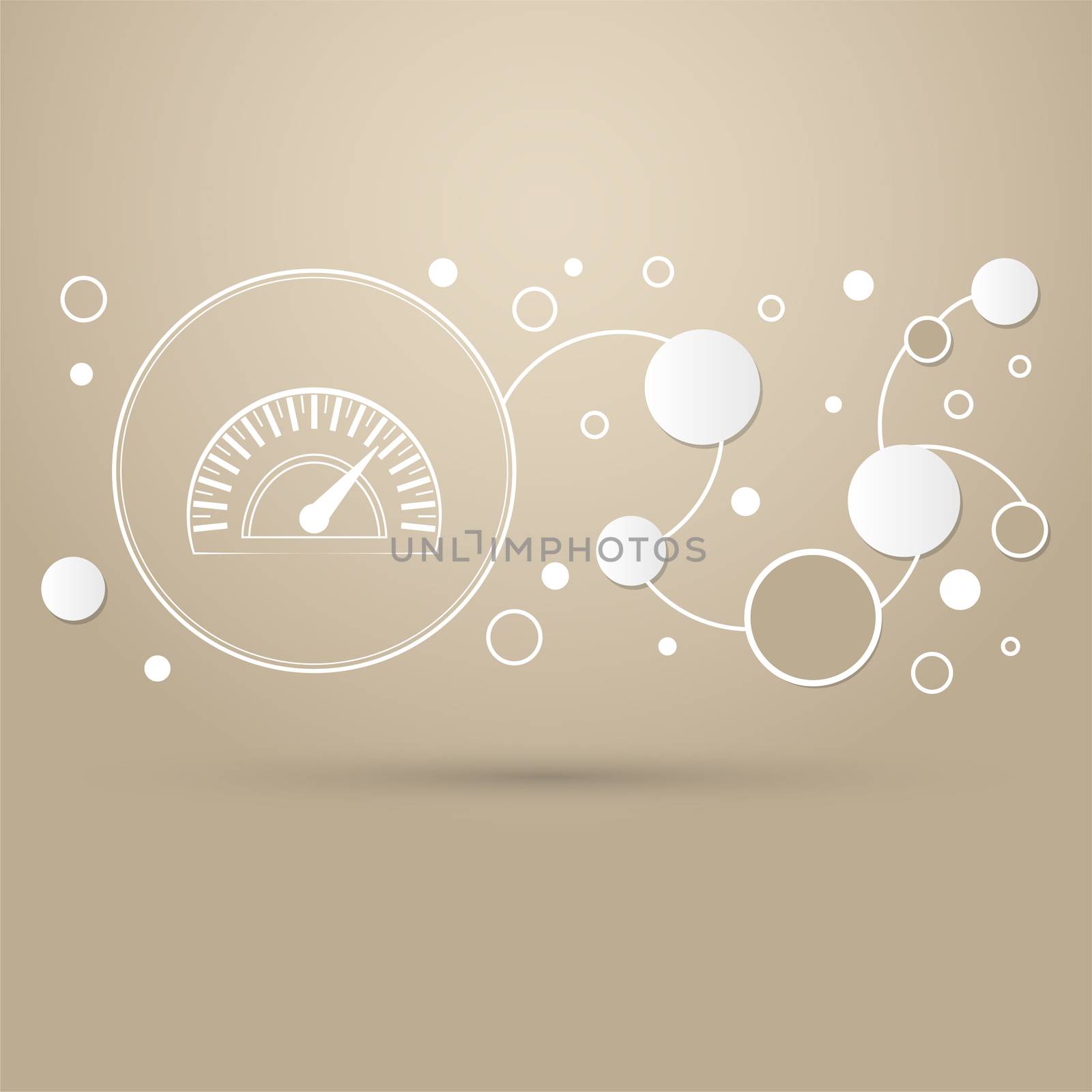 Speedometer icon on a brown background with elegant style and modern design infographic. illustration