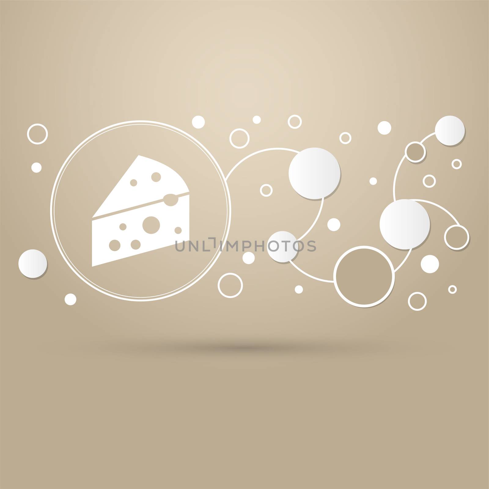 Cheese icon on a brown background with elegant style and modern design infographic. illustration