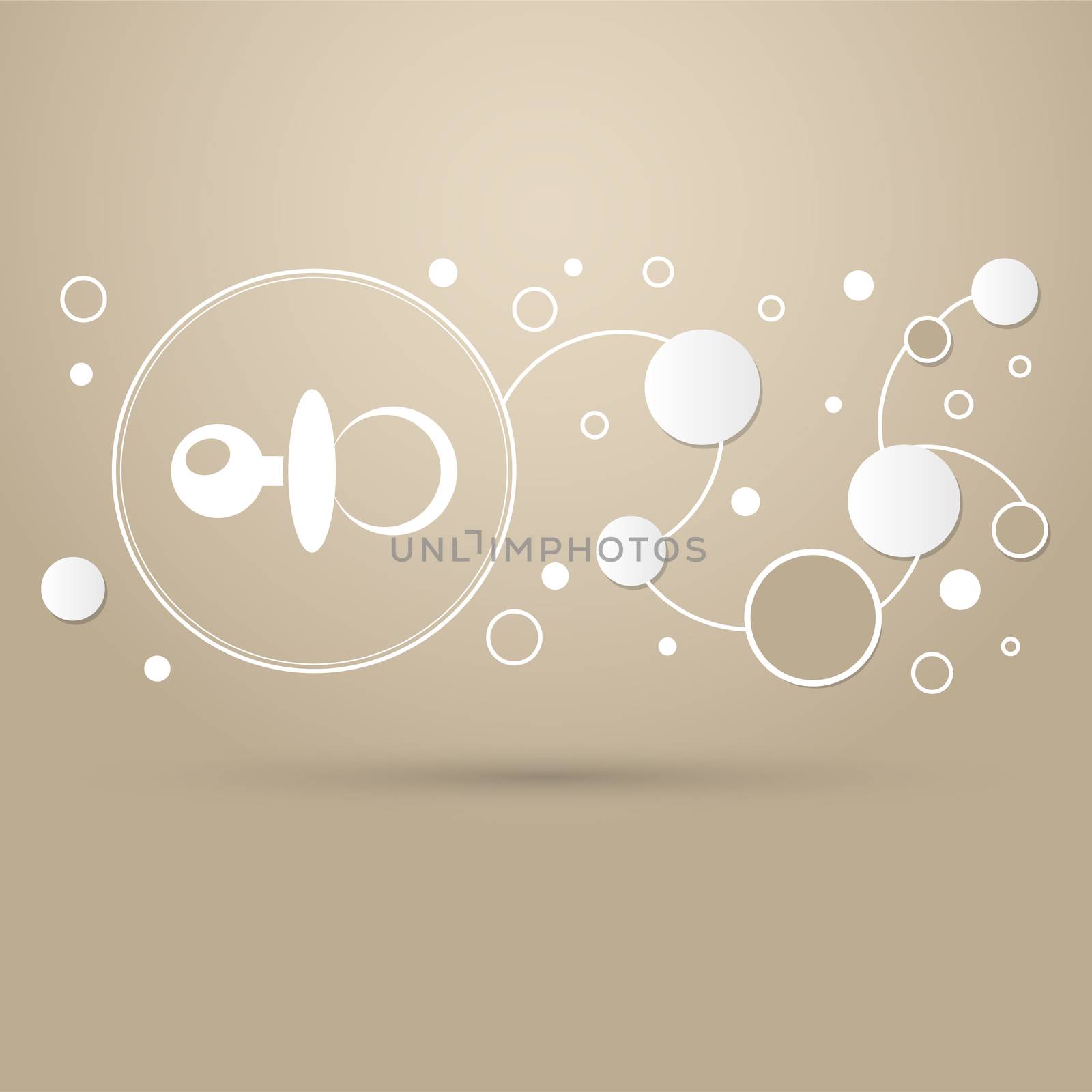 baby pacifier icon on a brown background with elegant style and modern design infographic. illustration