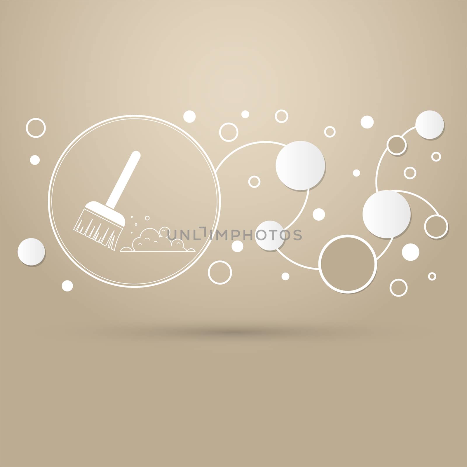Broom icon on a brown background with elegant style and modern design infographic. illustration