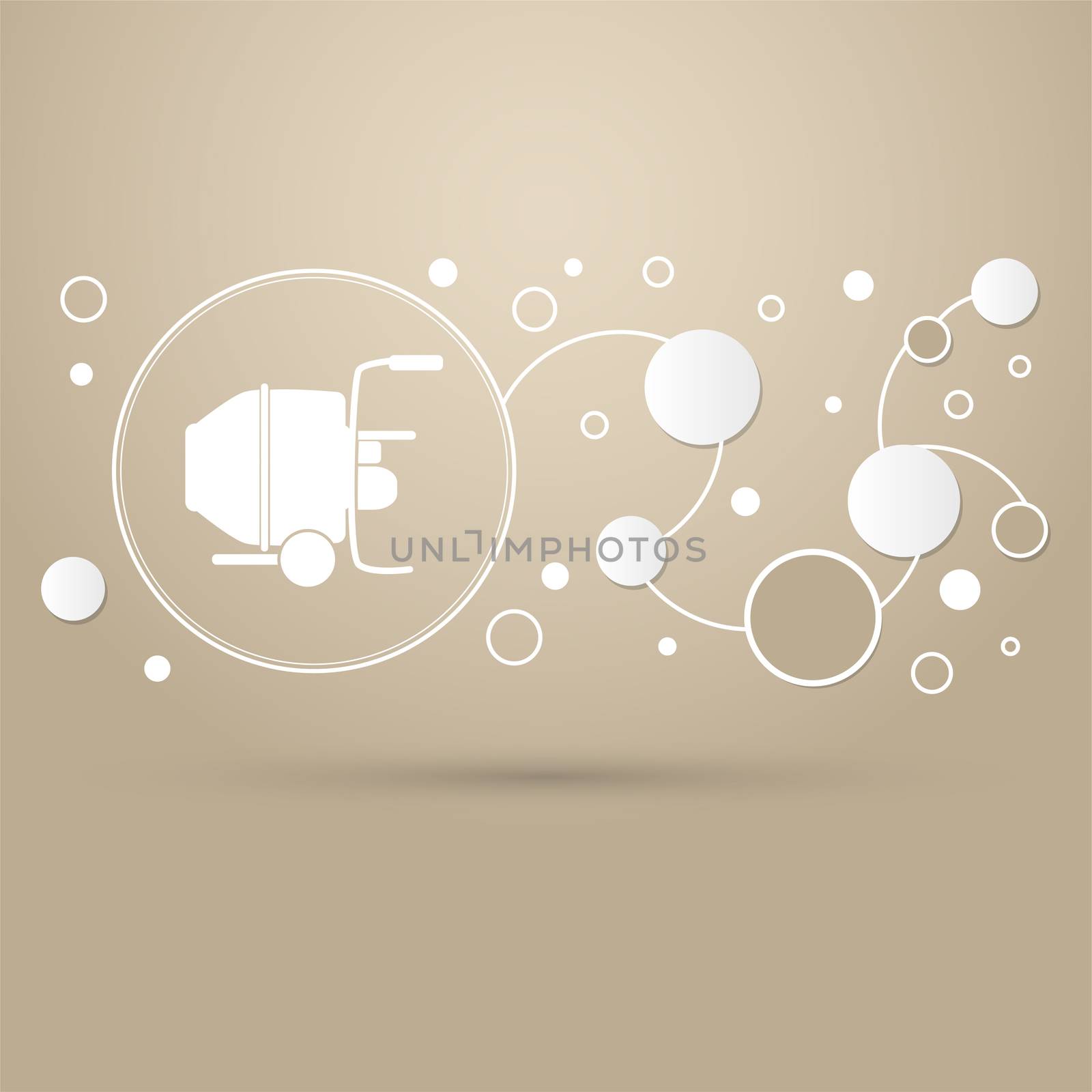 Concrete mixer icon on a brown background with elegant style and modern design infographic.  by Adamchuk