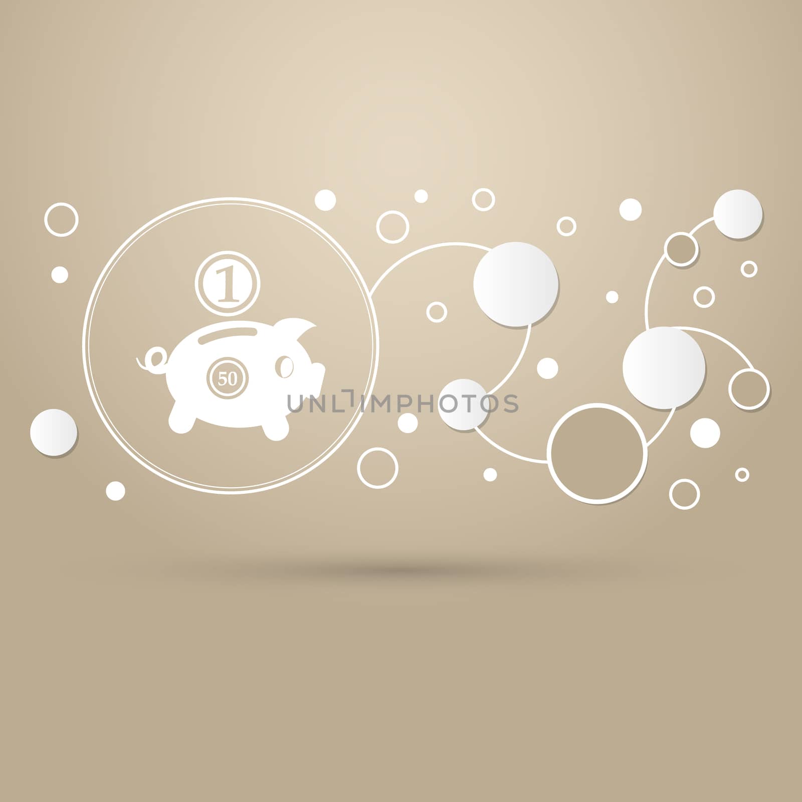 Piggy bank and dollar coin icon on a brown background with elegant style and modern design infographic.  by Adamchuk