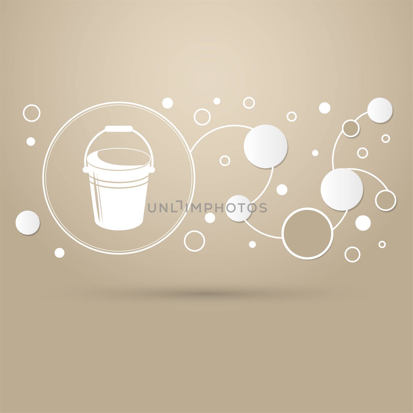 Bucket icon on a brown background with elegant style and modern design infographic. illustration