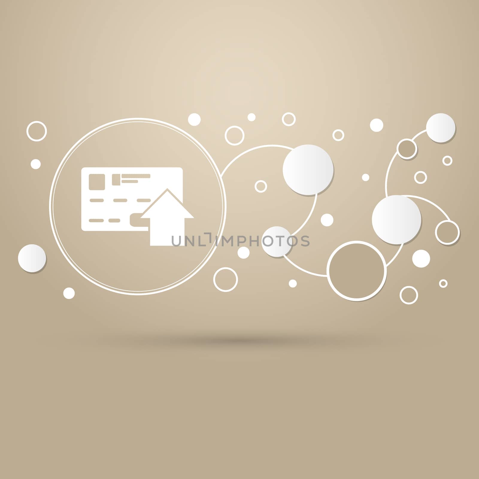 Send money with credit card icon on a brown background with elegant style and modern design infographic. illustration