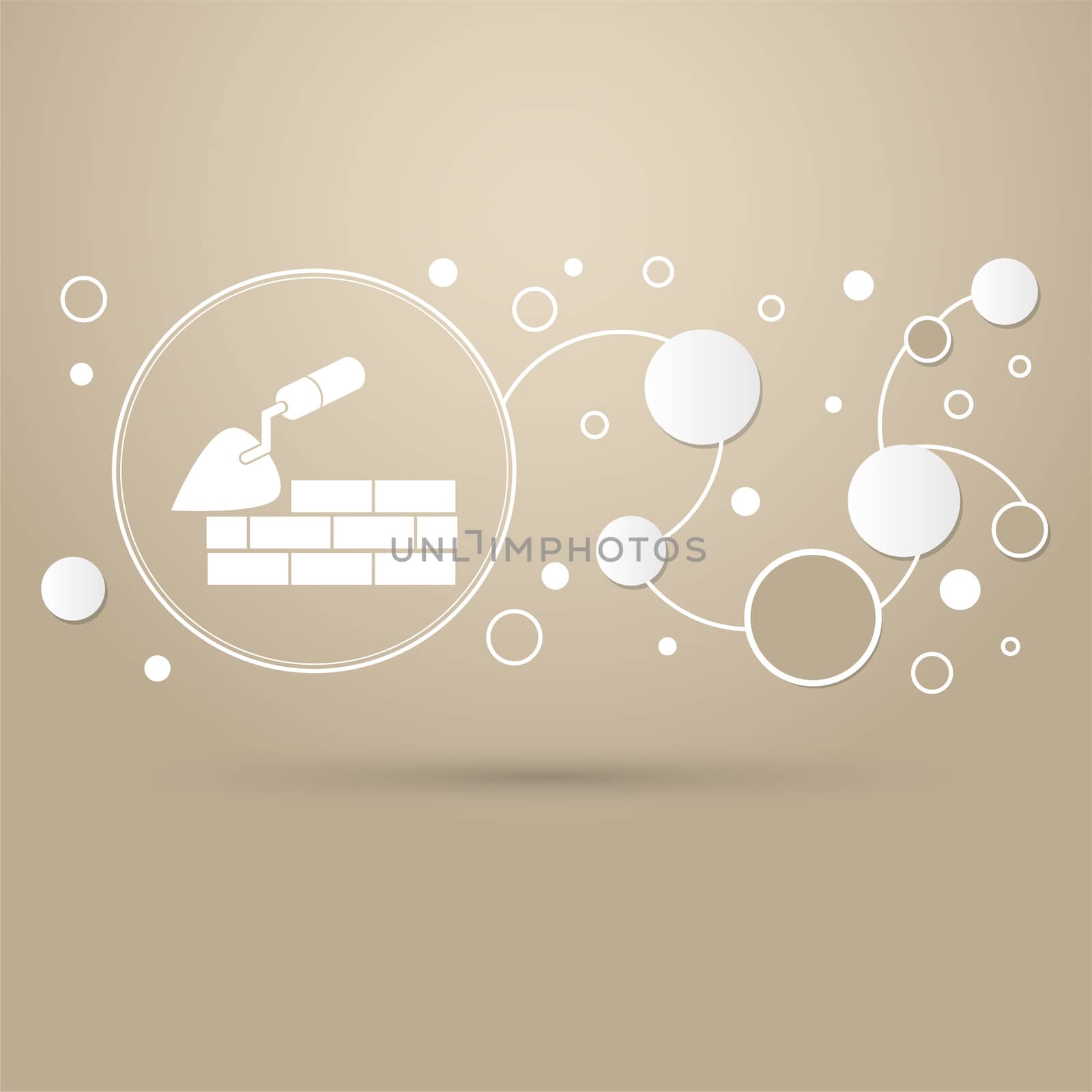 Trowel building and brick wall icon on a brown background with elegant style and modern design infographic.  by Adamchuk