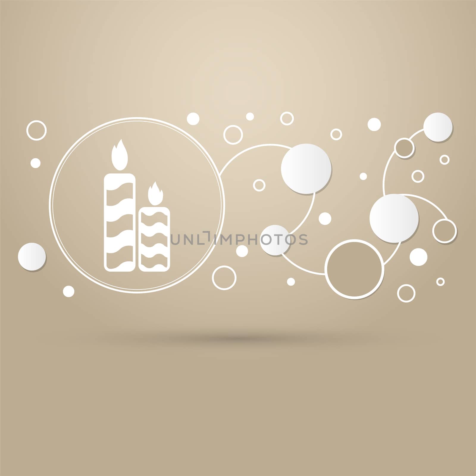 Candle icon on a brown background with elegant style and modern design infographic. illustration