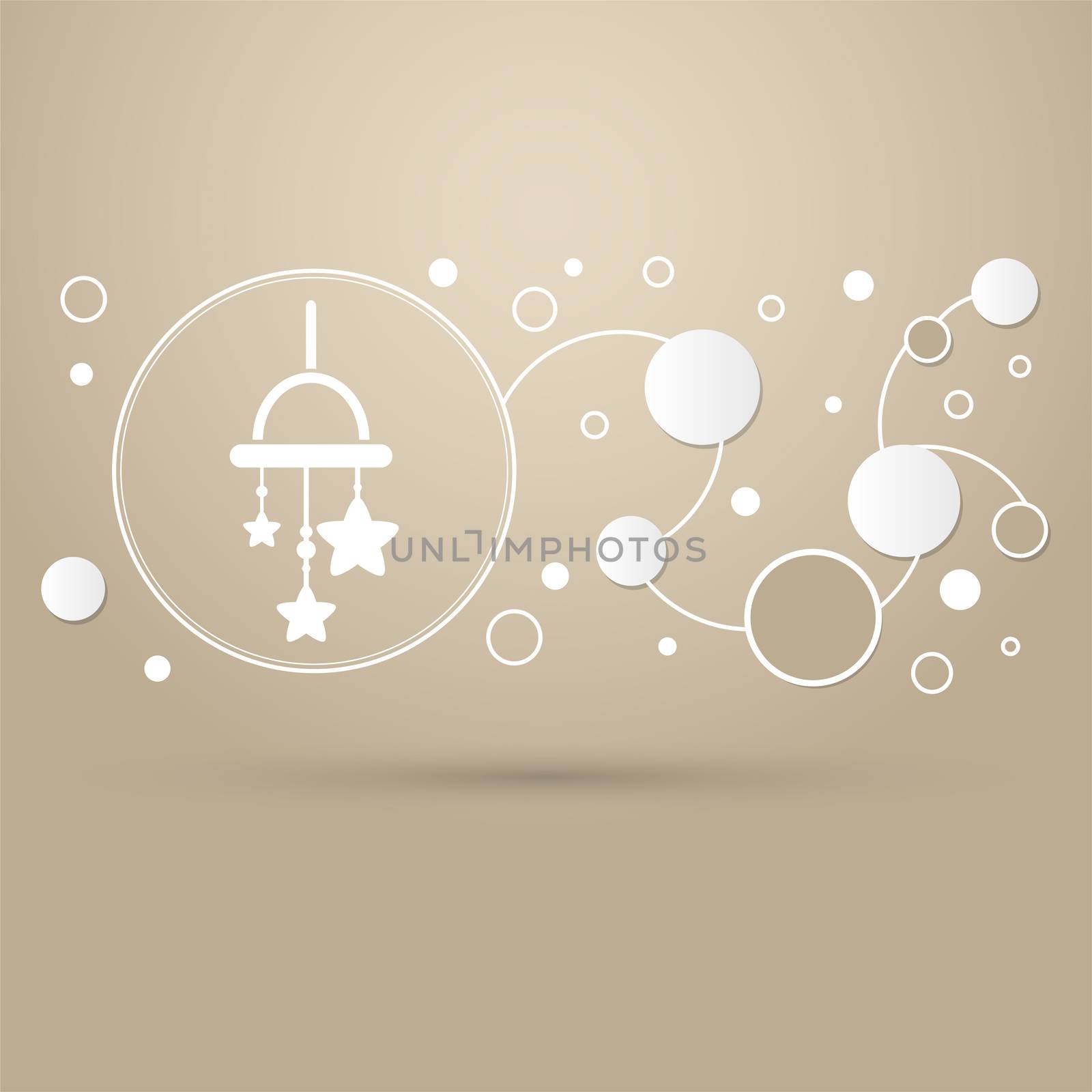 Baby crib hanging toy icon on a brown background with elegant style and modern design infographic.  by Adamchuk